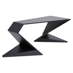 Handcrafted Modern Wood Table as Flow Console with Futuristic Shapes