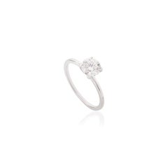 Handcrafted Moissanite Solitaire Ring in 18k Solid White Gold Jewelry for Women