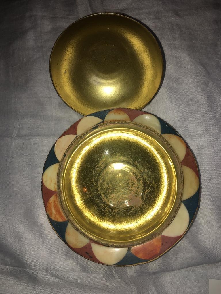 Tribal Handcrafted Moroccan Brass Tagine Decorative Serving Dish For Sale