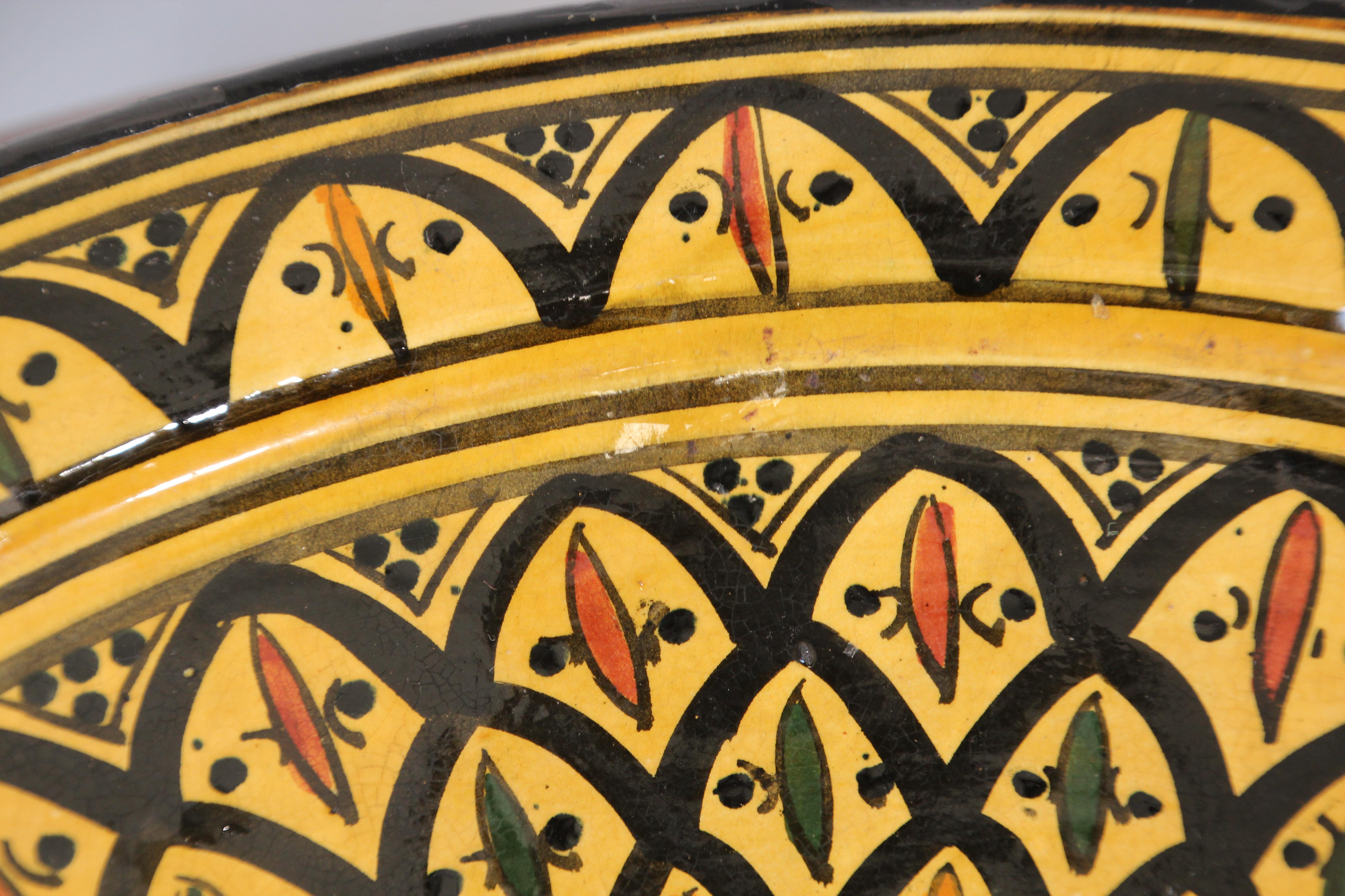 Handcrafted Moroccan Ceramic Yellow Bowl Charger 7