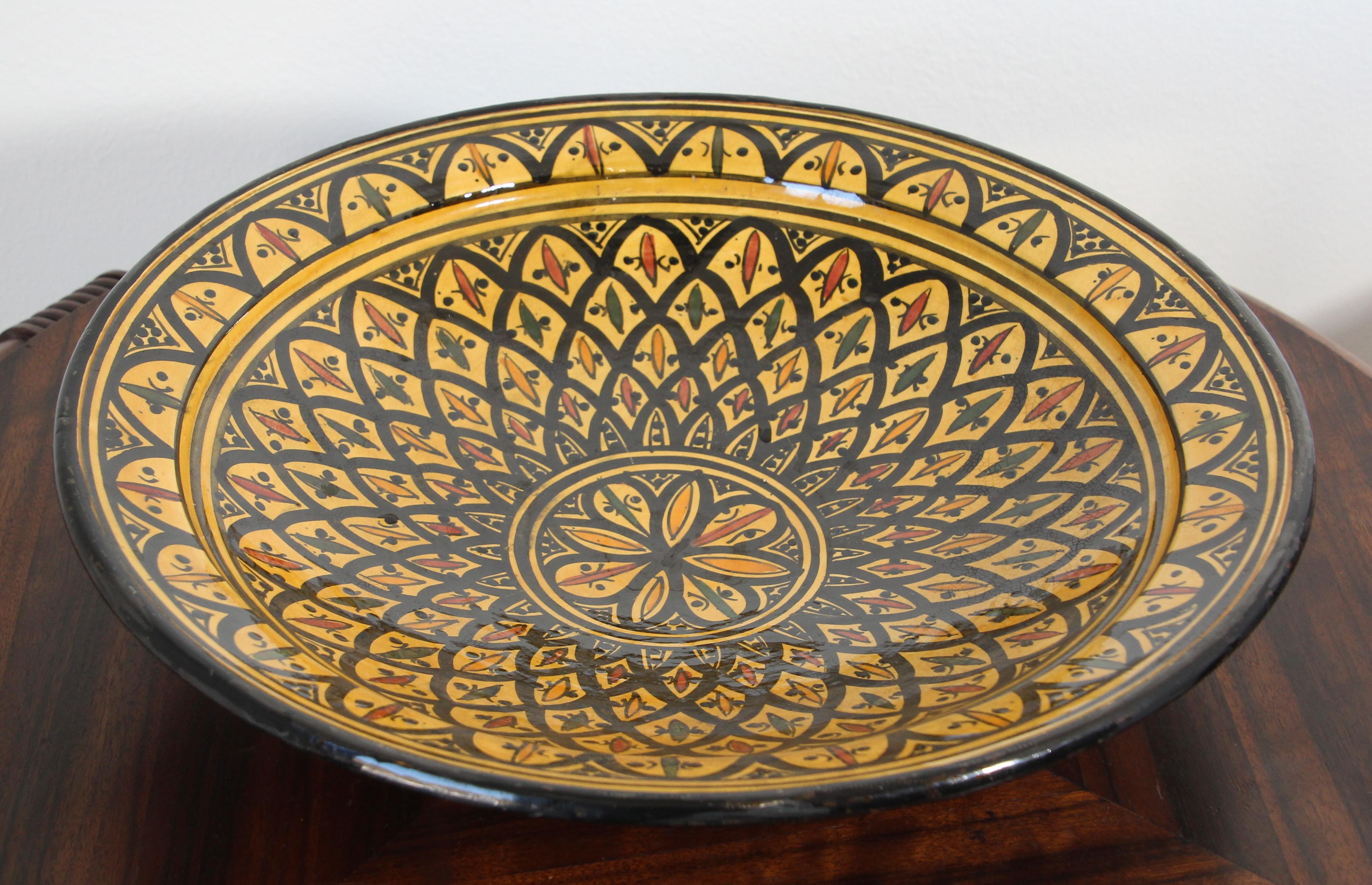 Handcrafted Moroccan Ceramic Yellow Bowl Charger 11