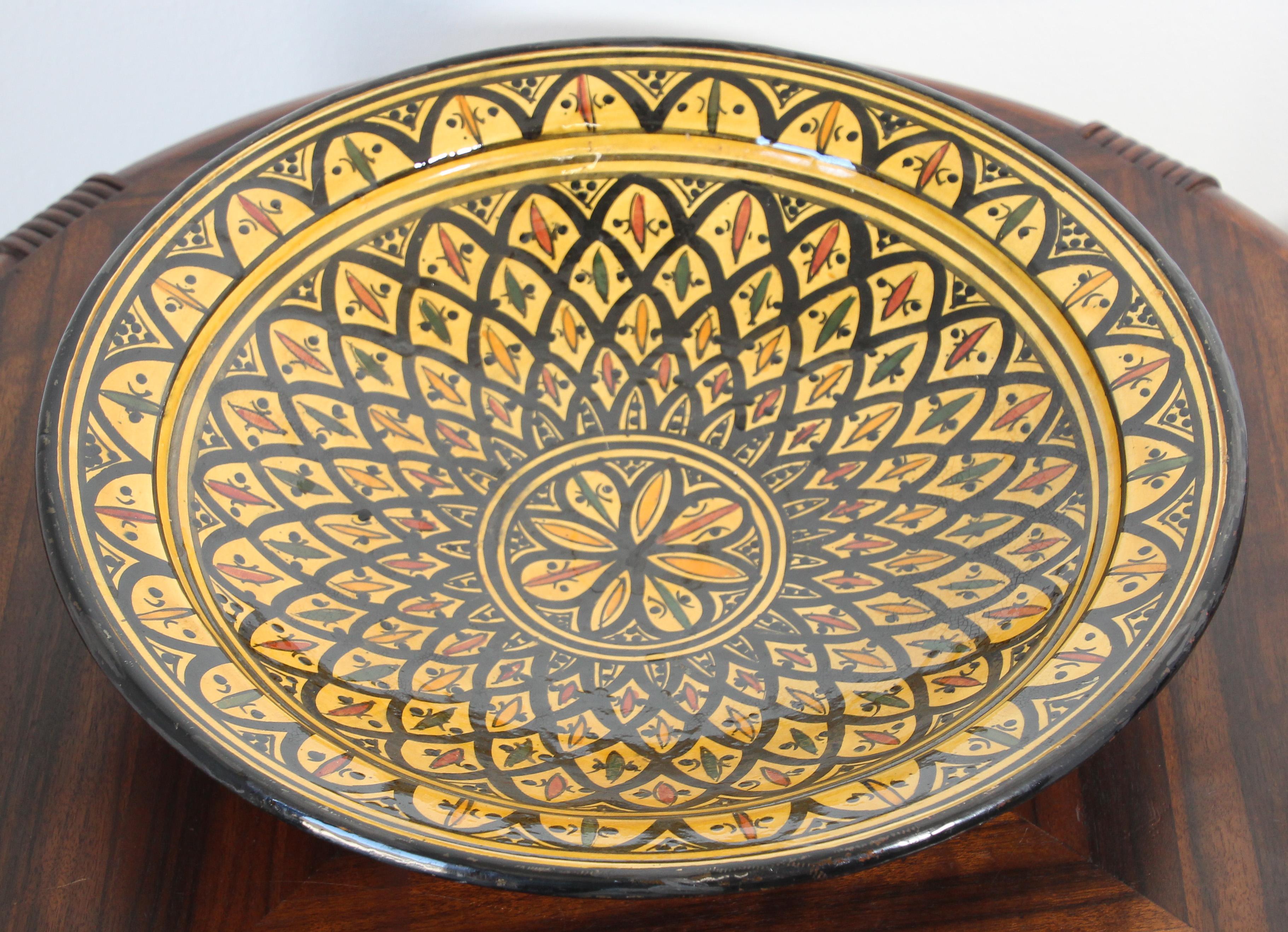 Moorish Handcrafted Moroccan Ceramic Yellow Bowl Charger