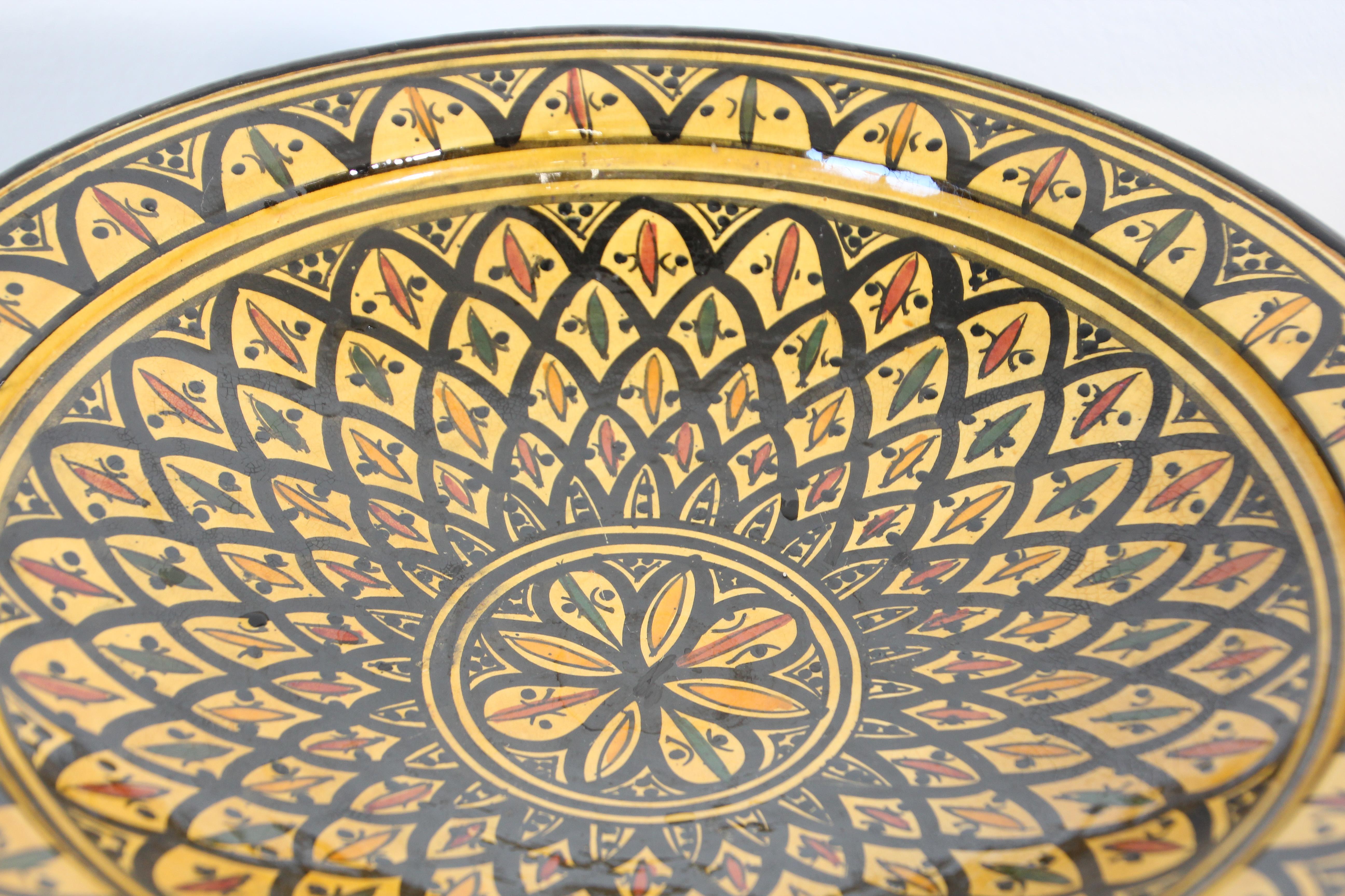 Hand-Crafted Handcrafted Moroccan Ceramic Yellow Bowl Charger