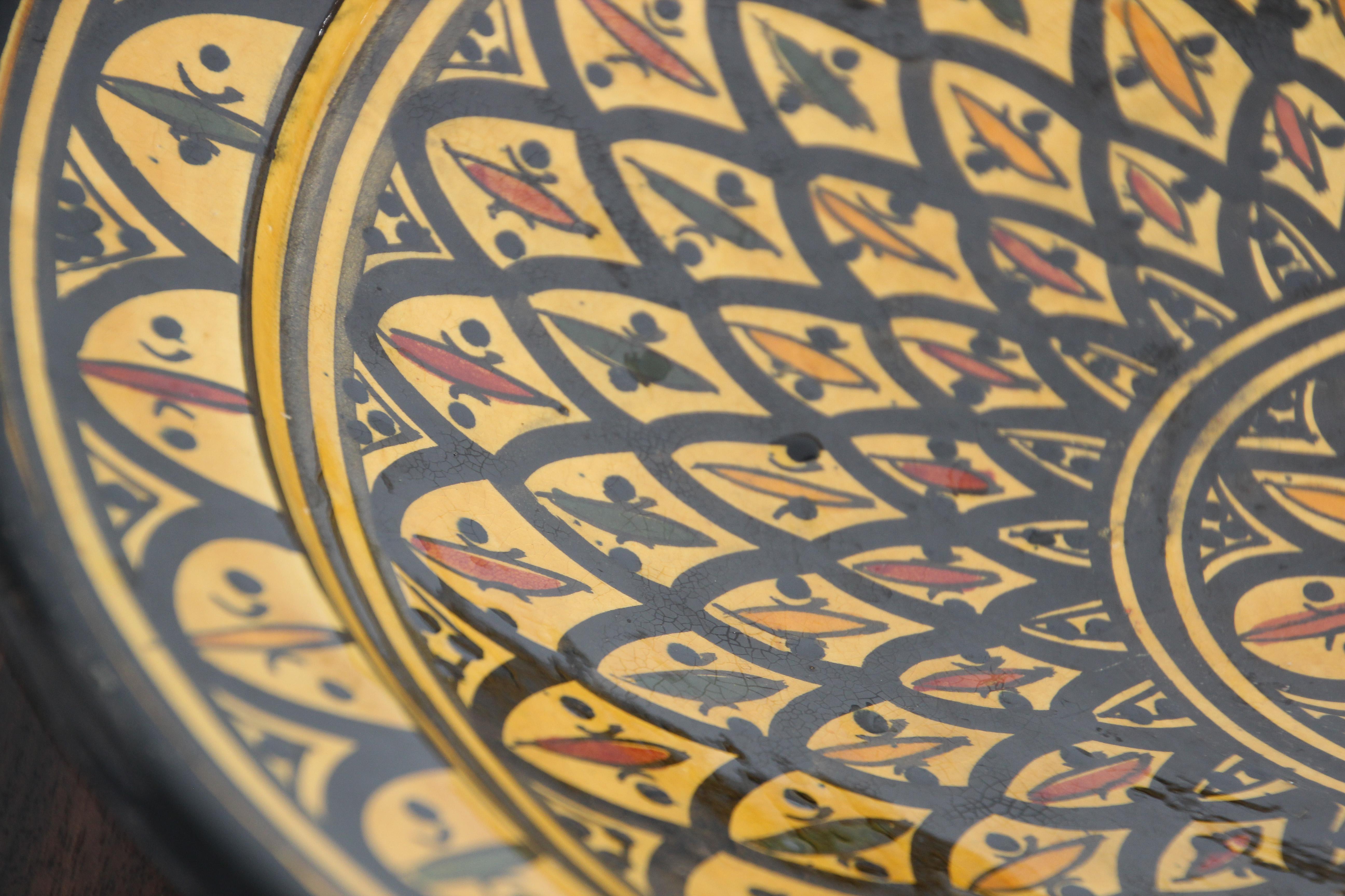 20th Century Handcrafted Moroccan Ceramic Yellow Bowl Charger