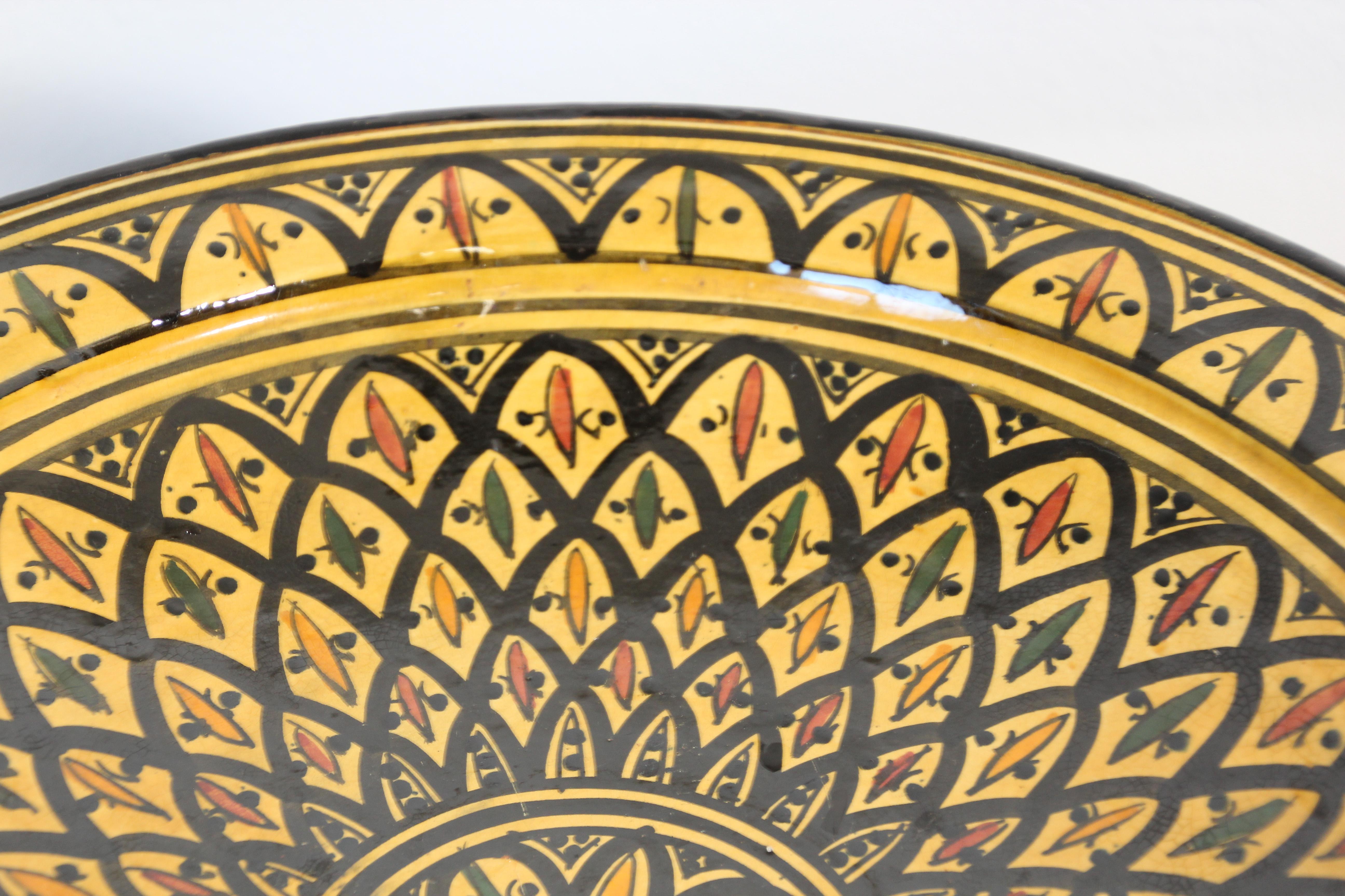 Handcrafted Moroccan Ceramic Yellow Bowl Charger 2