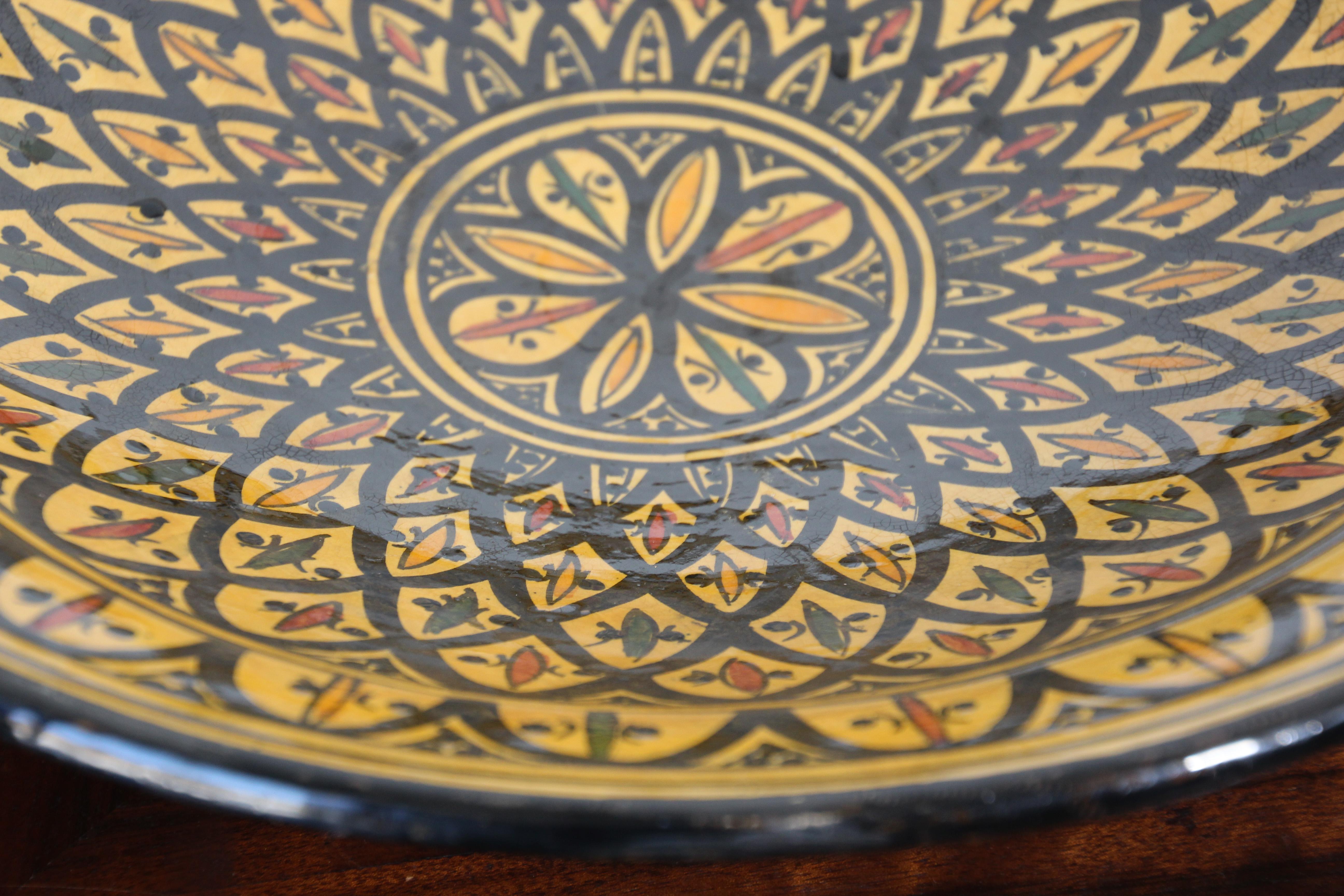 Handcrafted Moroccan Ceramic Yellow Bowl Charger 3