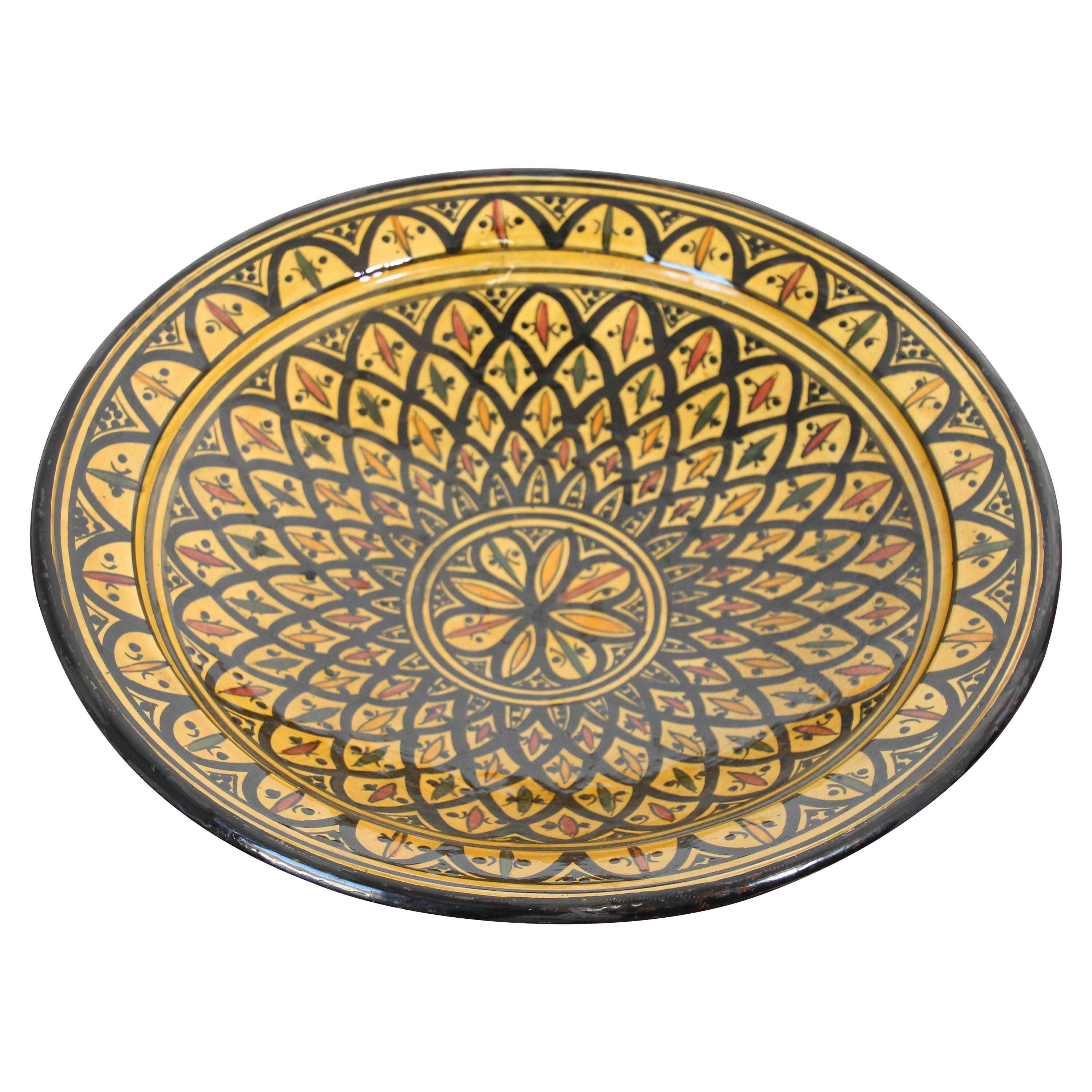 Handcrafted Moroccan Ceramic Yellow Bowl Charger