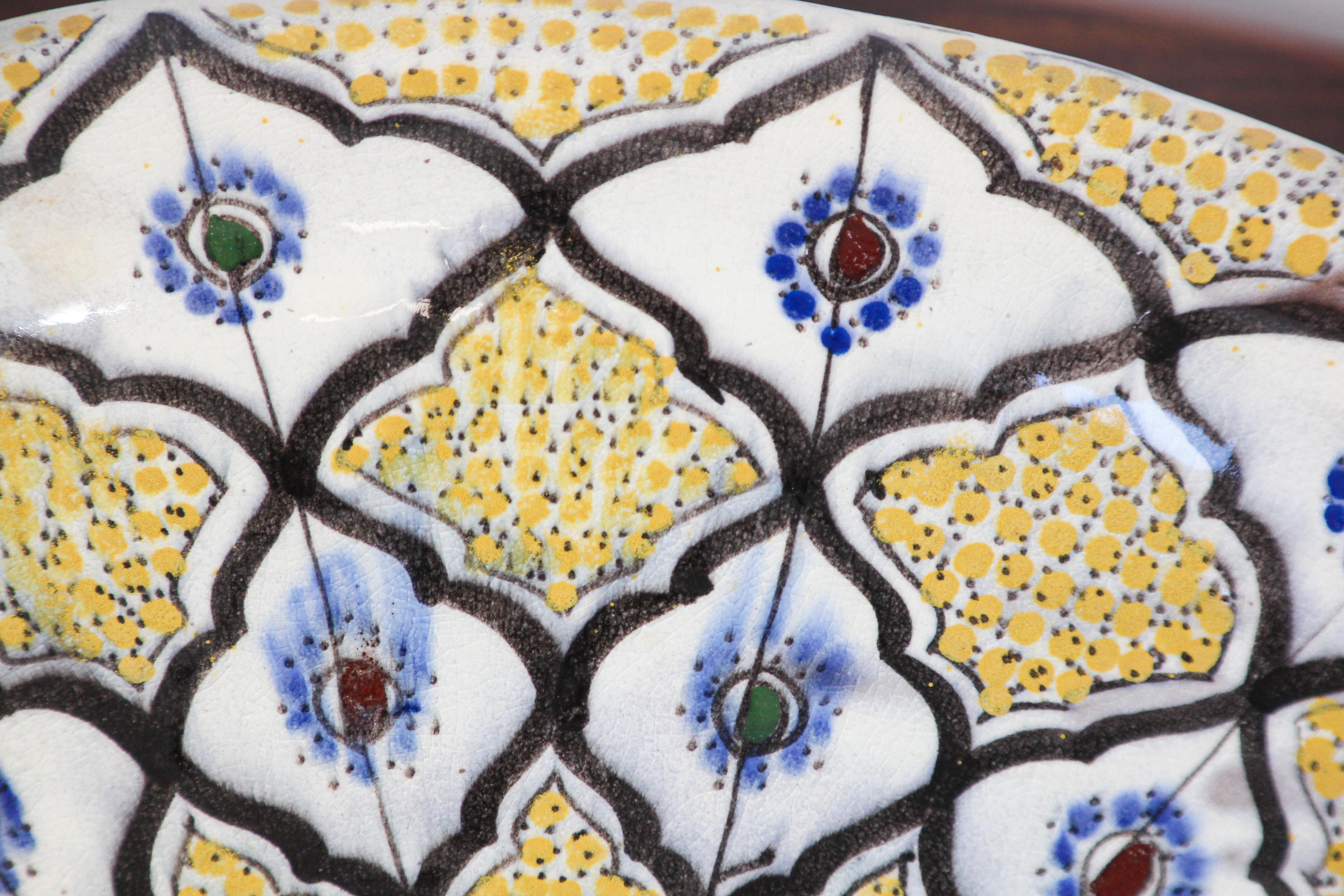 Handcrafted Moroccan Ceramic Yellow Bowl Vintage Large Charger 10