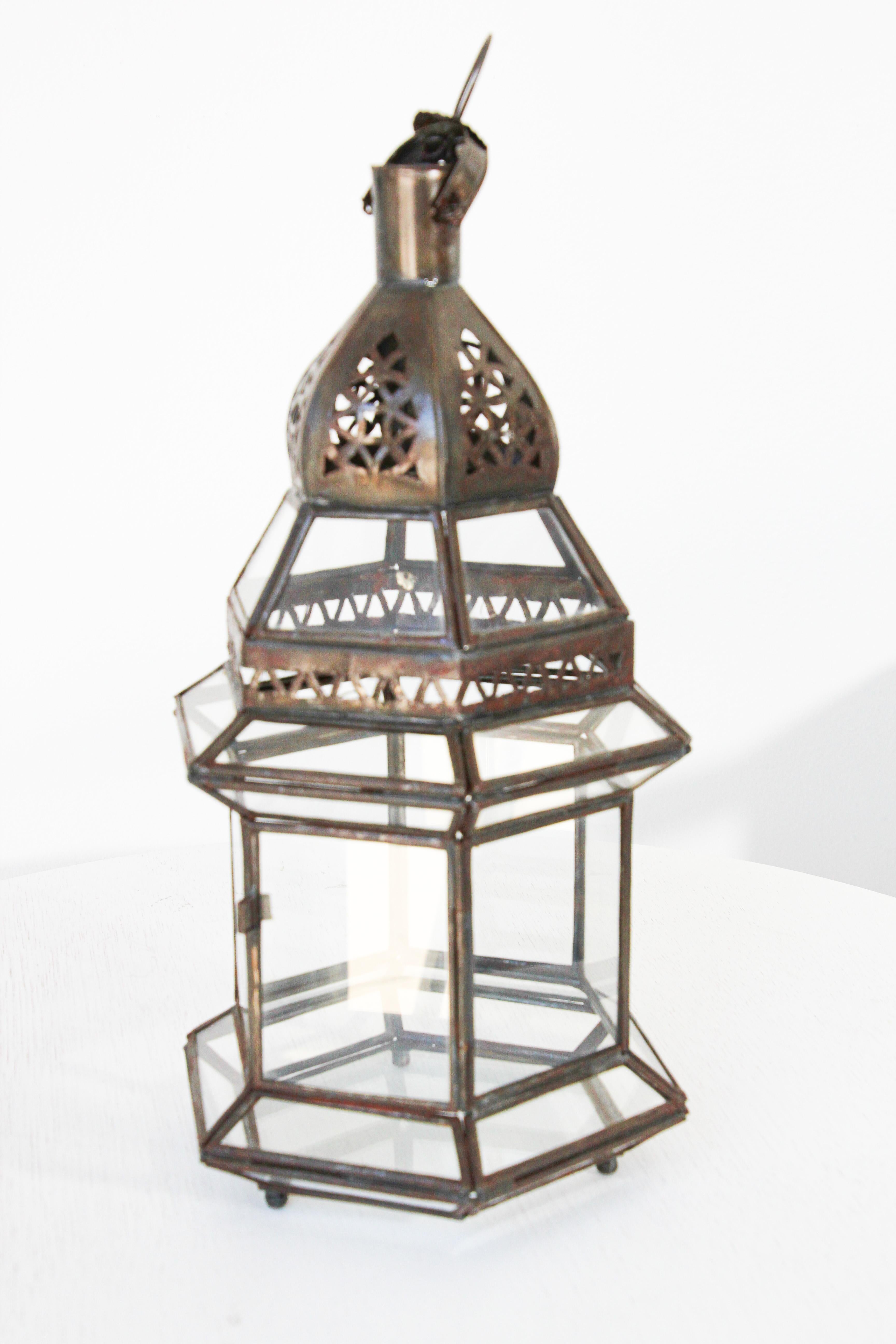 Moorish Handcrafted Moroccan Clear Glass Candle Lantern