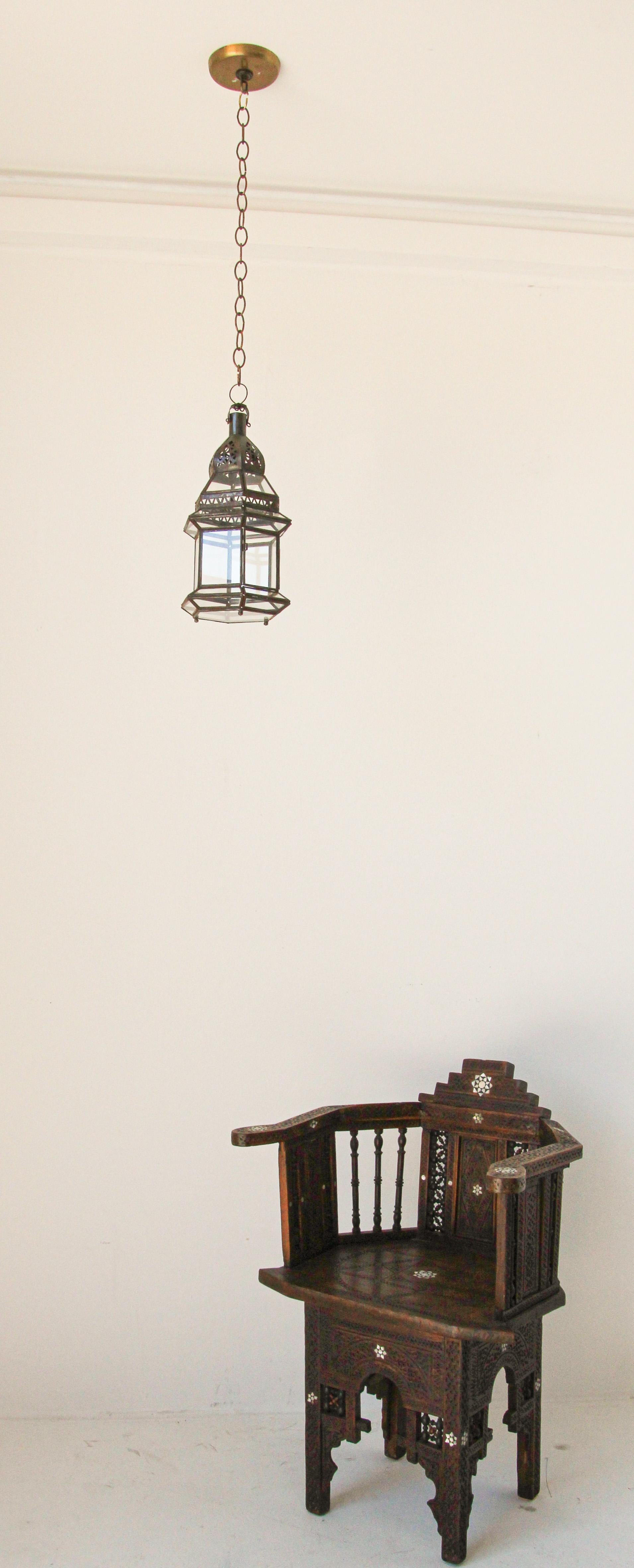 Handcrafted Moroccan Hanging Glass Lantern 3