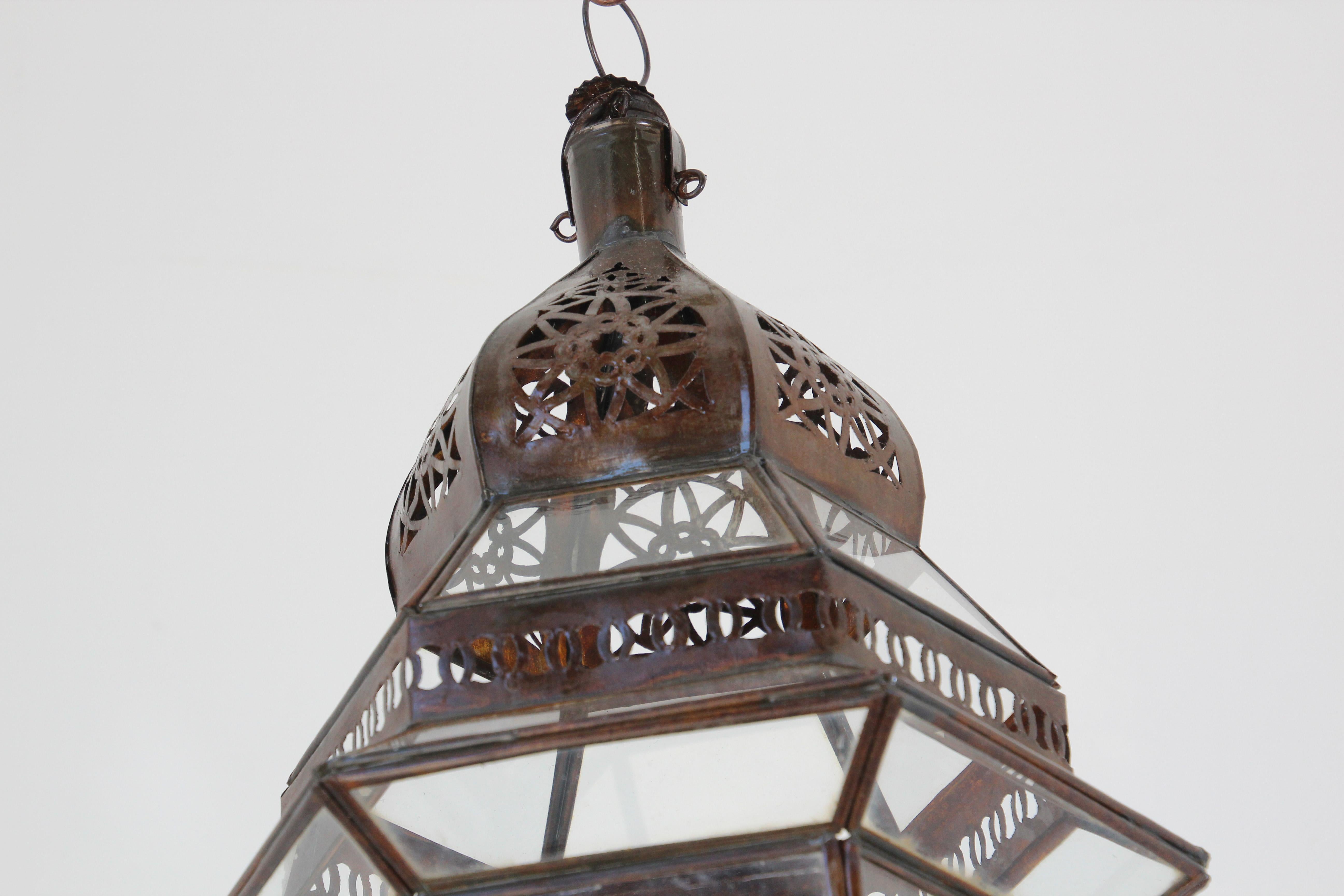 Handcrafted Moroccan Hanging Glass Lantern 6