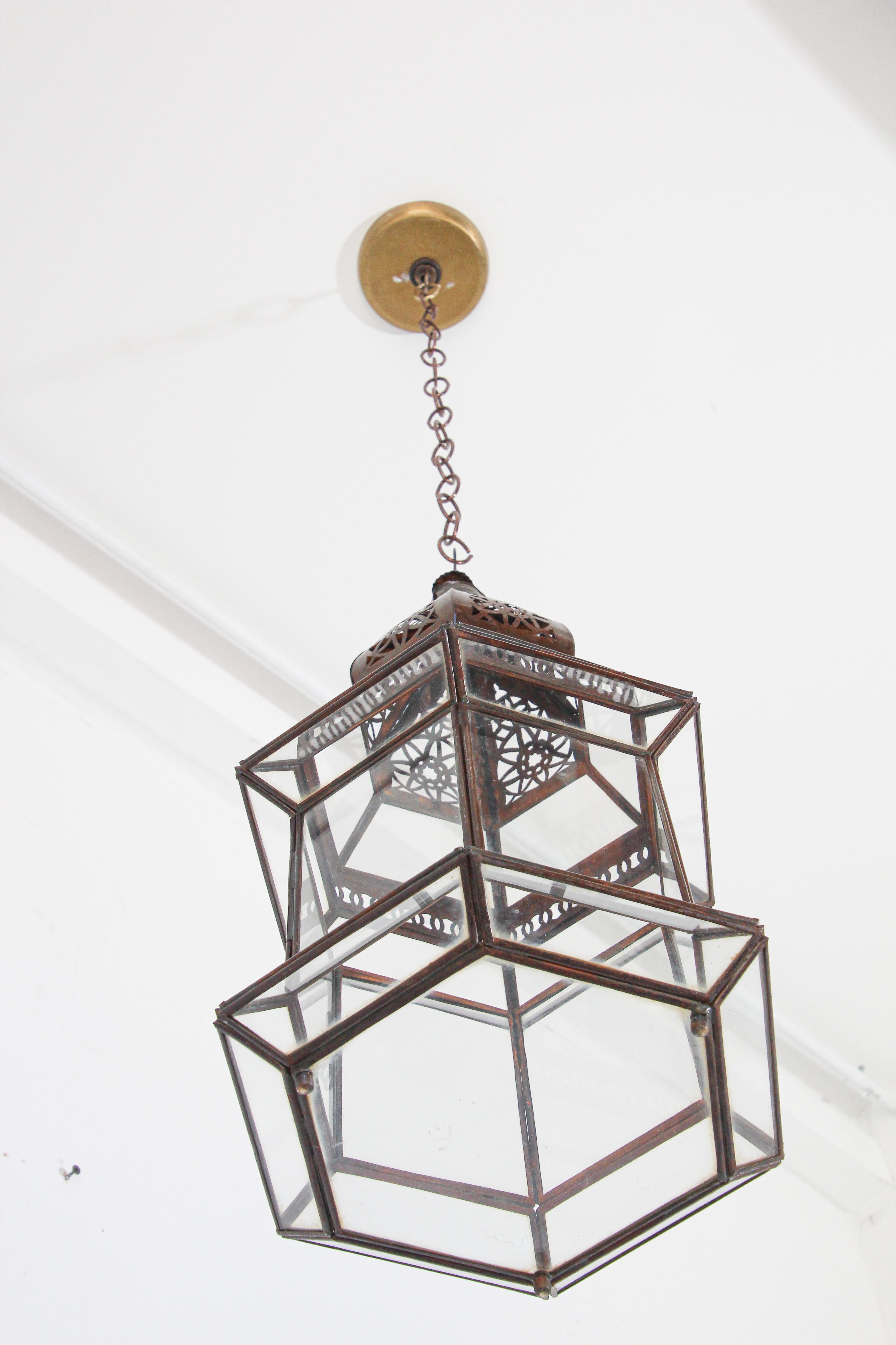 Moorish Handcrafted Moroccan Hanging Glass Lantern