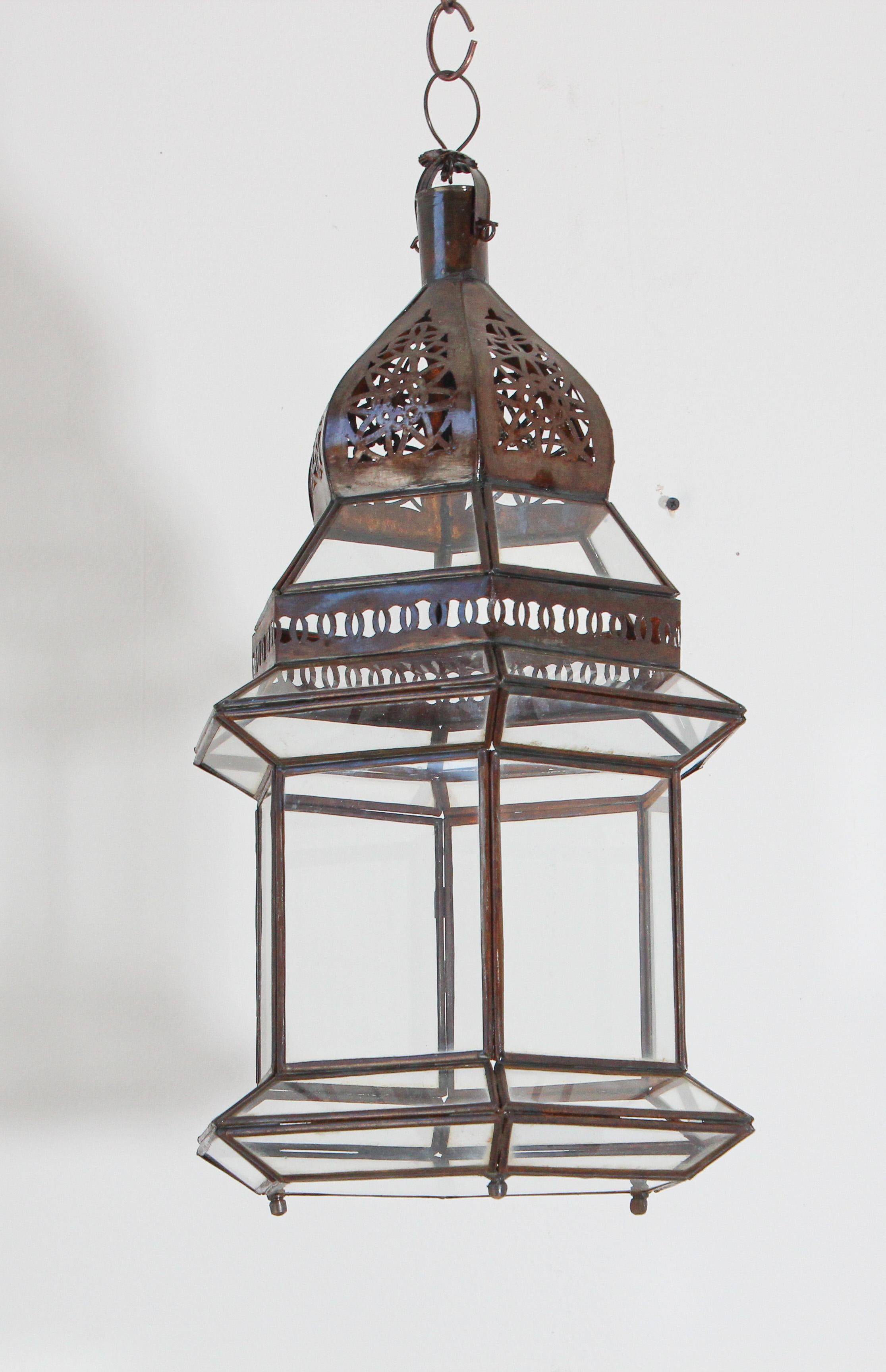 Hand-Crafted Handcrafted Moroccan Hanging Glass Lantern