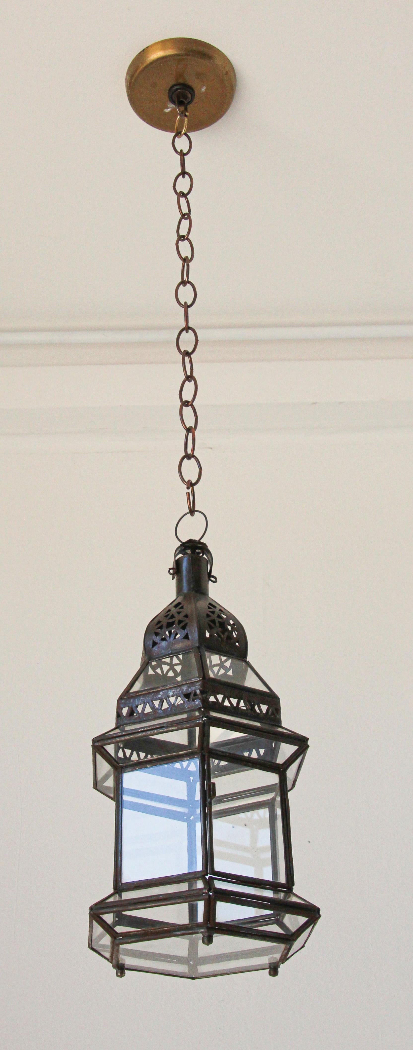 Cut Glass Handcrafted Moroccan Hanging Glass Lantern