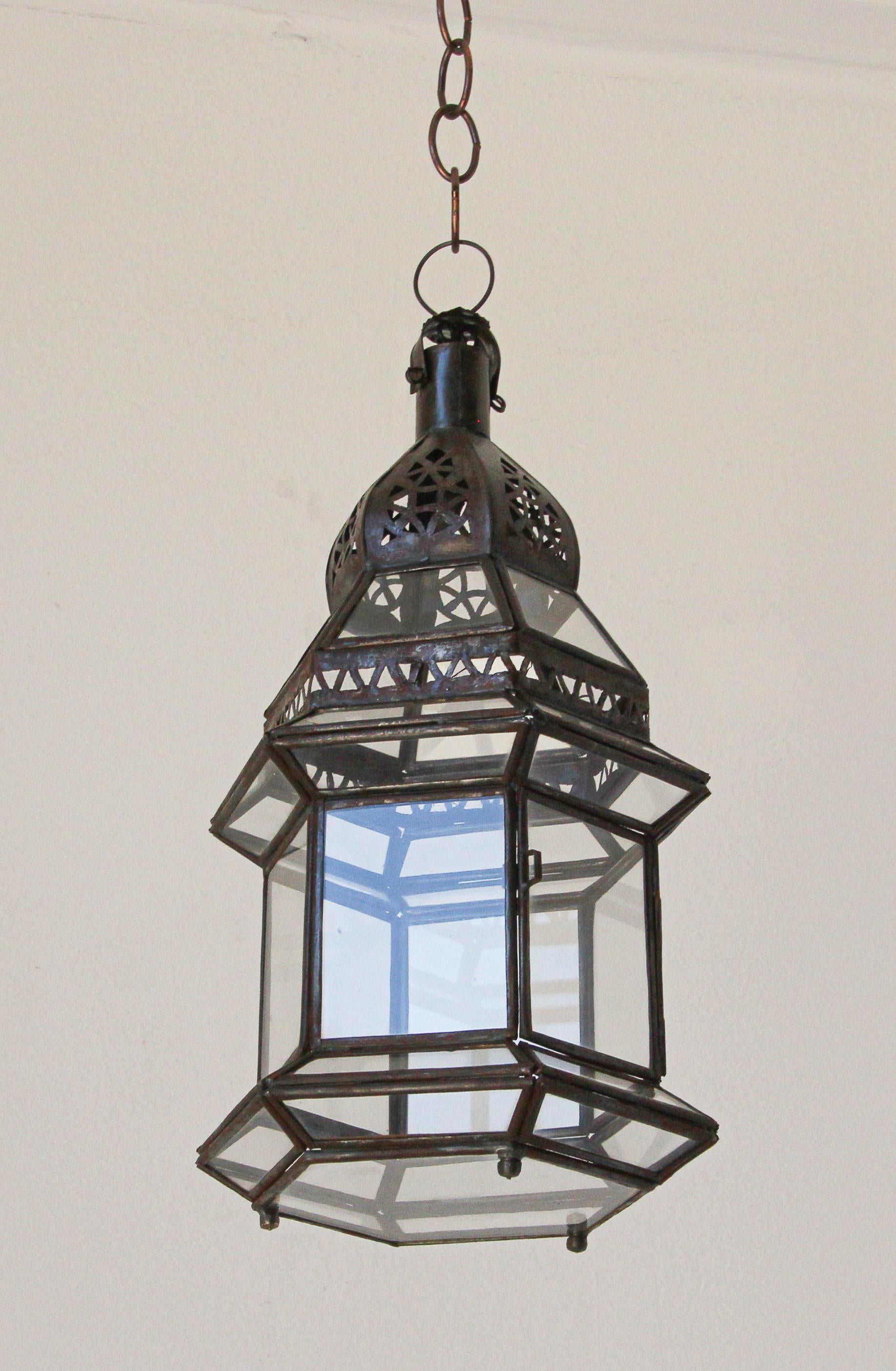 Handcrafted Moroccan Hanging Glass Lantern 1