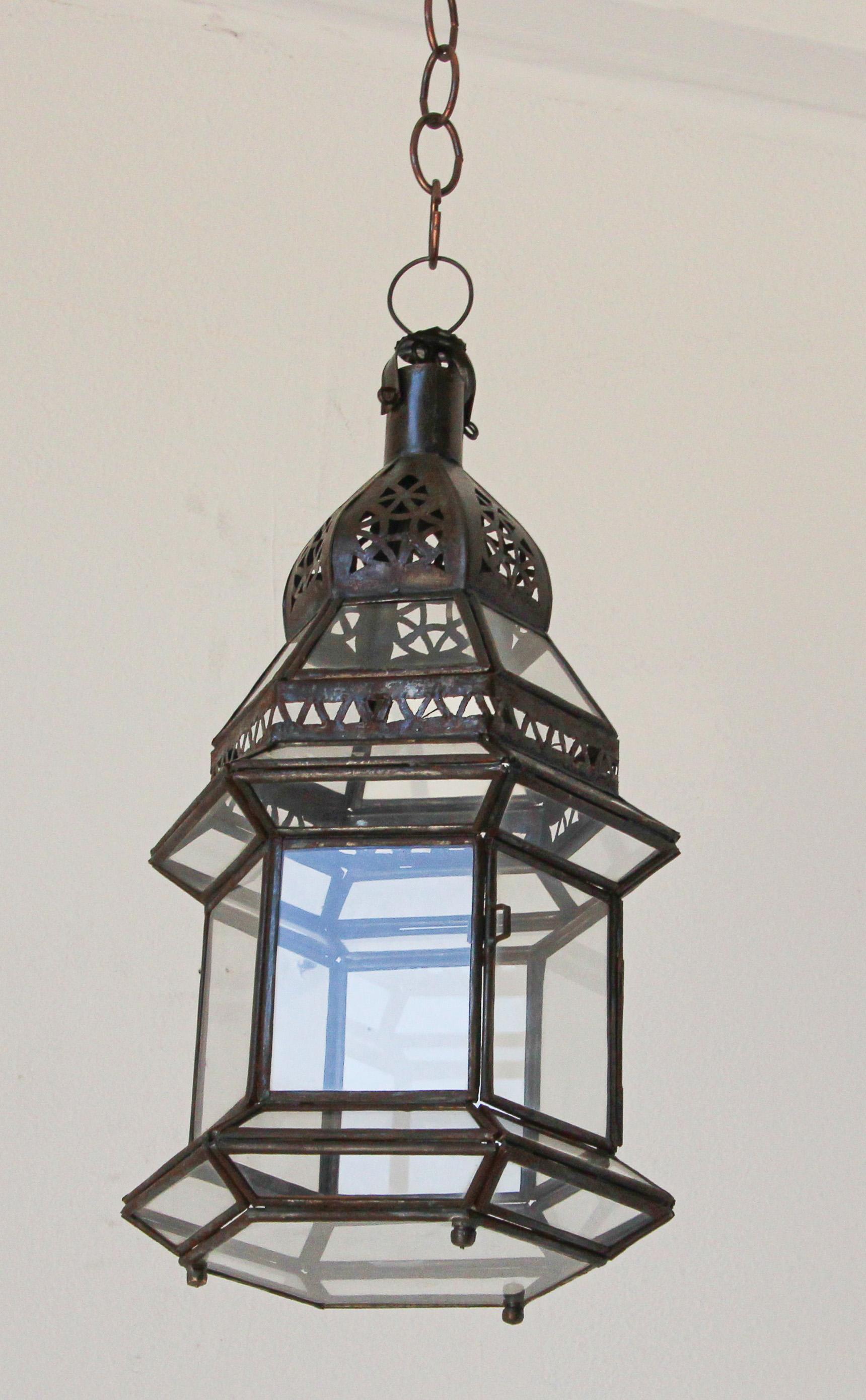 Handcrafted Moroccan Hanging Glass Lantern 2