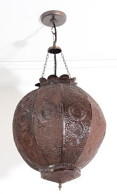 Handcrafted Moroccan Metal Orb Pendant, North Africa