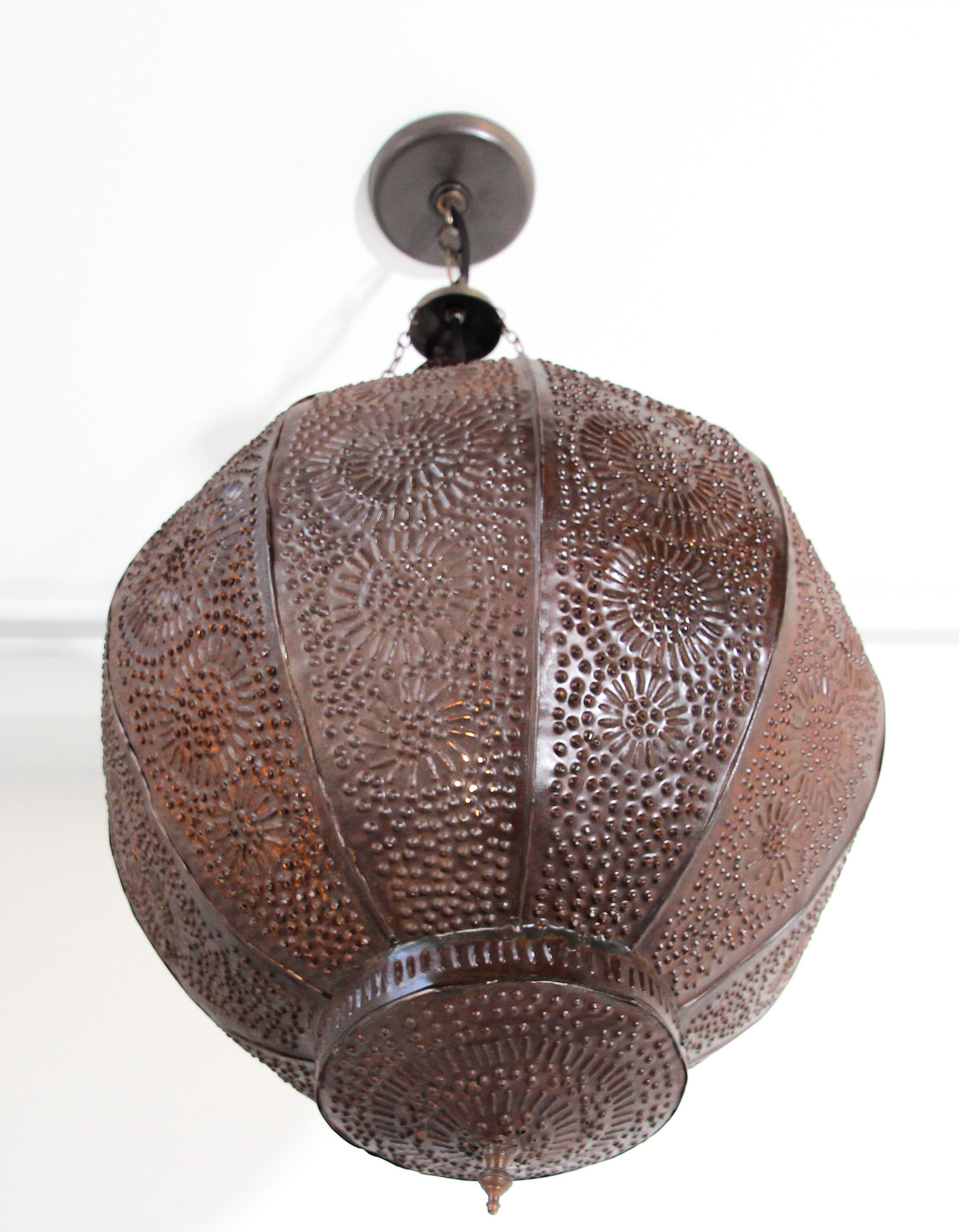 Handcrafted Moroccan Metal Orb Pendant, North Africa In Good Condition For Sale In North Hollywood, CA