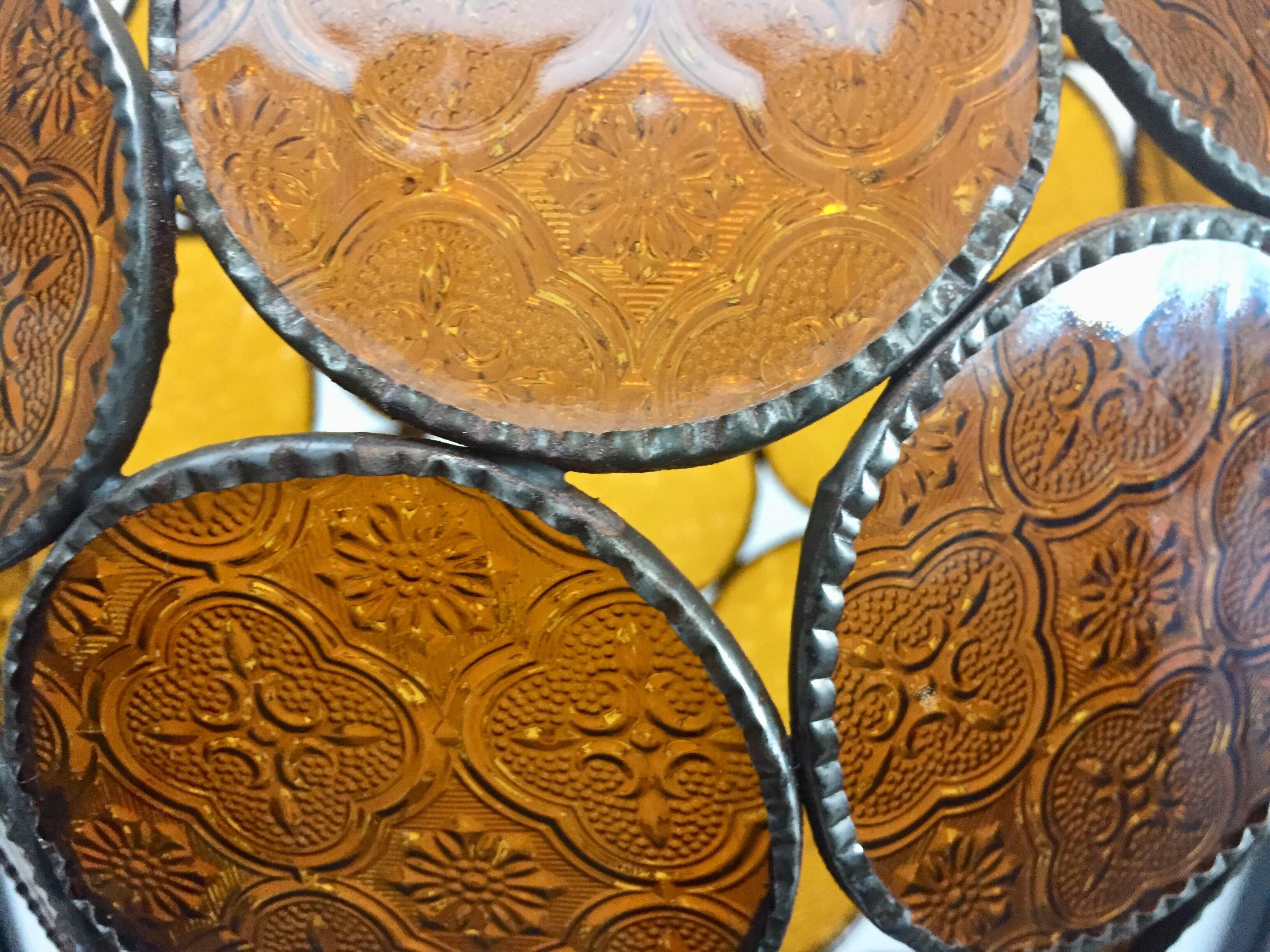 Handcrafted Moroccan Moorish Amber Glass Lantern or Orb Pendant 7