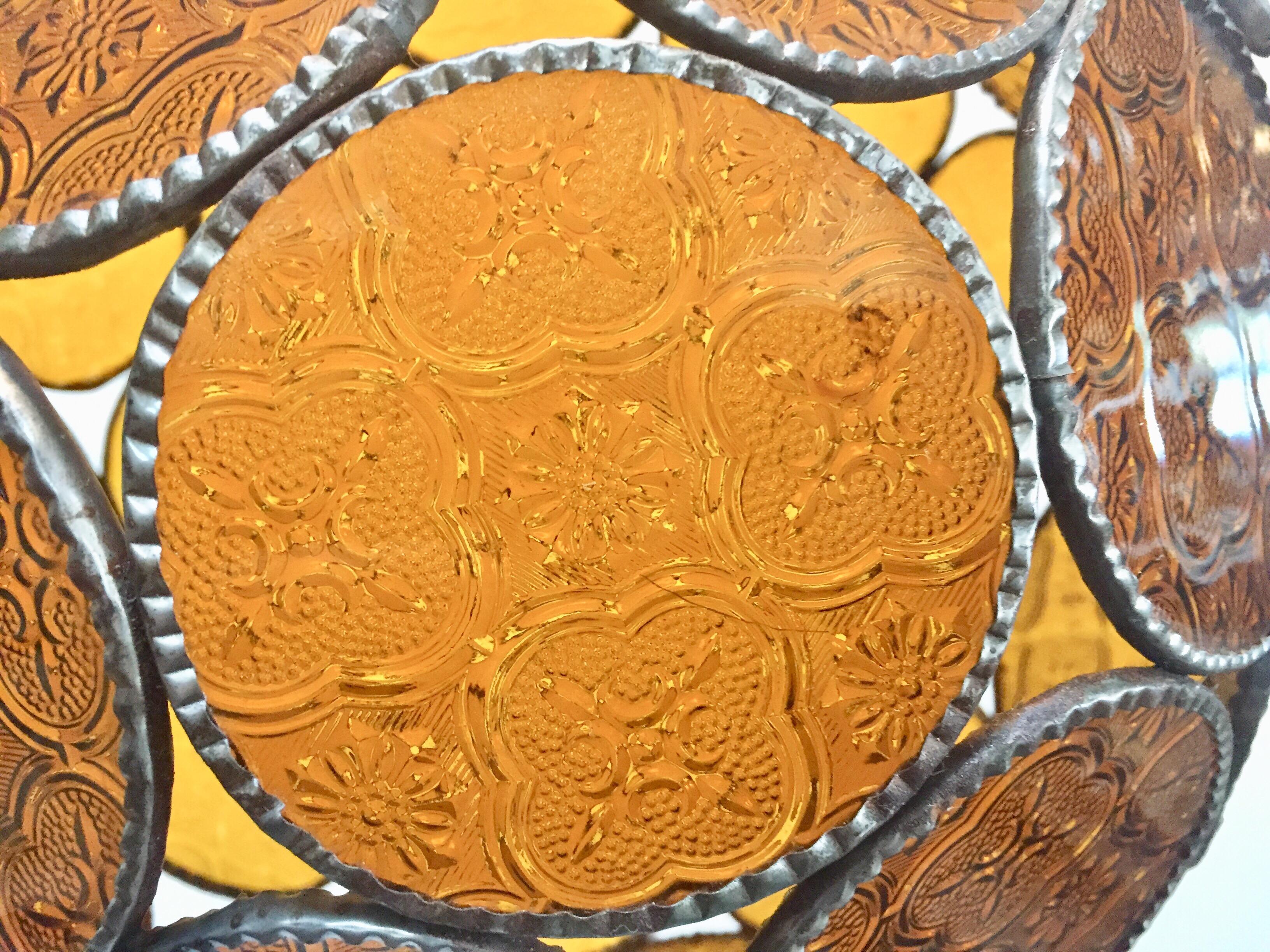 Handcrafted Moroccan Moorish Amber Glass Lantern or Orb Pendant 10