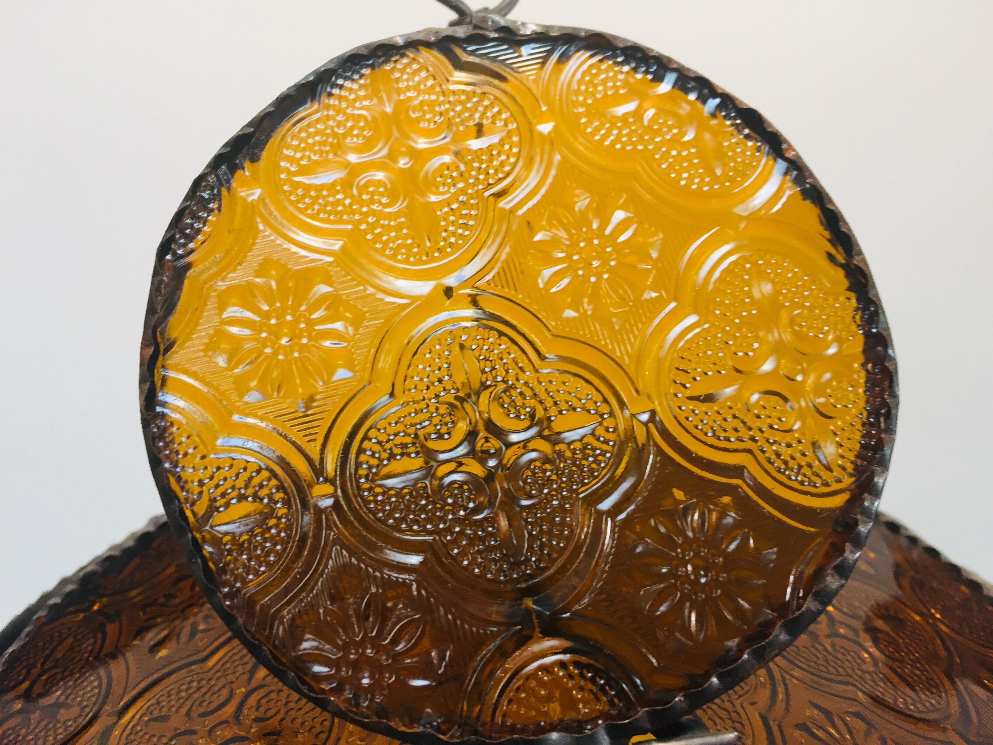 Handcrafted Moroccan Moorish Amber Glass Lantern or Orb Pendant 4