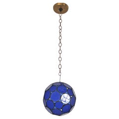 Vintage Moroccan Cobalt Blue Glass Orb Lantern, Marrakech, circa 1970