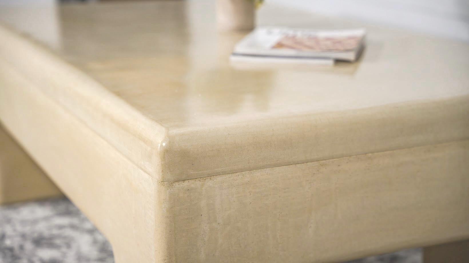 Elevate your space with this stunning handmade coffee table in a soft Sahara Ochre finish. Crafted using the Tadelakt technique, each piece is individually made with locally sourced materials and our in-house plaster, reflecting the timeless beauty
