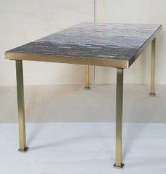 Hand Crafted Mosaic Tile Brass Framed Coffee Table York City Studio, c. 1950