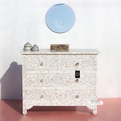 Handcrafted Mother of Pearl Inlay Four-Drawer Dresser by House of Jaipur