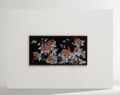 Wall Decor Handcrafted Mother of Pearl Rose Painting on Wood Panel by Arijian