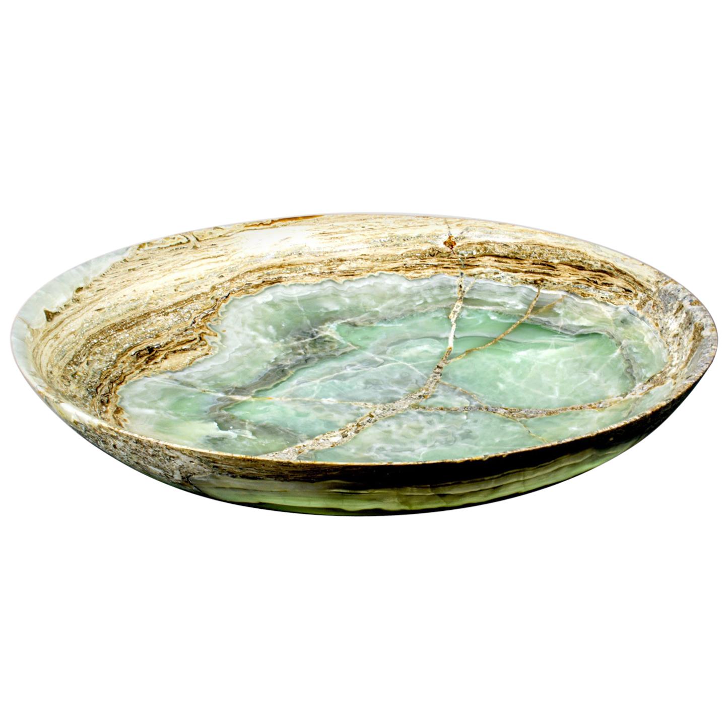 Handcrafted Multi Green Round Onyx Bowl