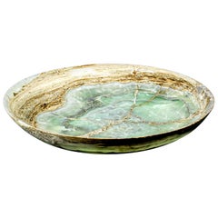 Vintage Handcrafted Multi Green Round Onyx Bowl