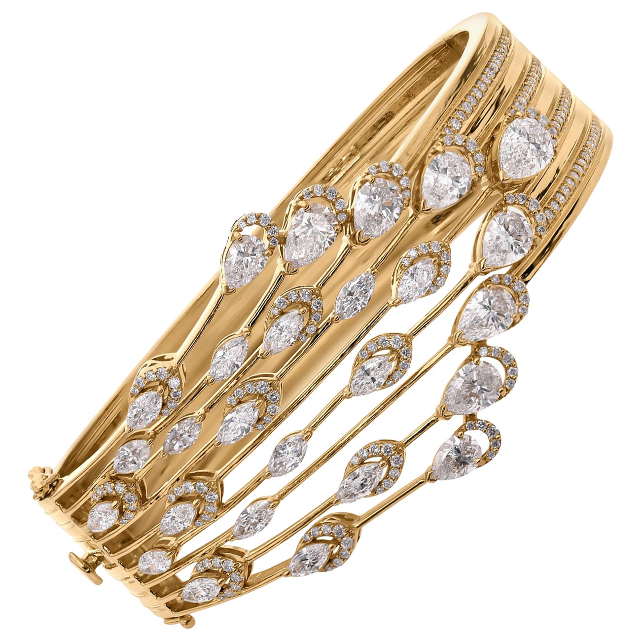 Bracciale con diamanti SI/H a più file realizzato a mano in oro giallo 18 carati
