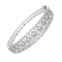 Bracciale artigianale con diamanti a forma multipla SI/H 4,68 carati in oro bianco massiccio 18 carati