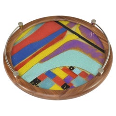 Handcrafted Multicolor Brass Artglass Tray by JAS