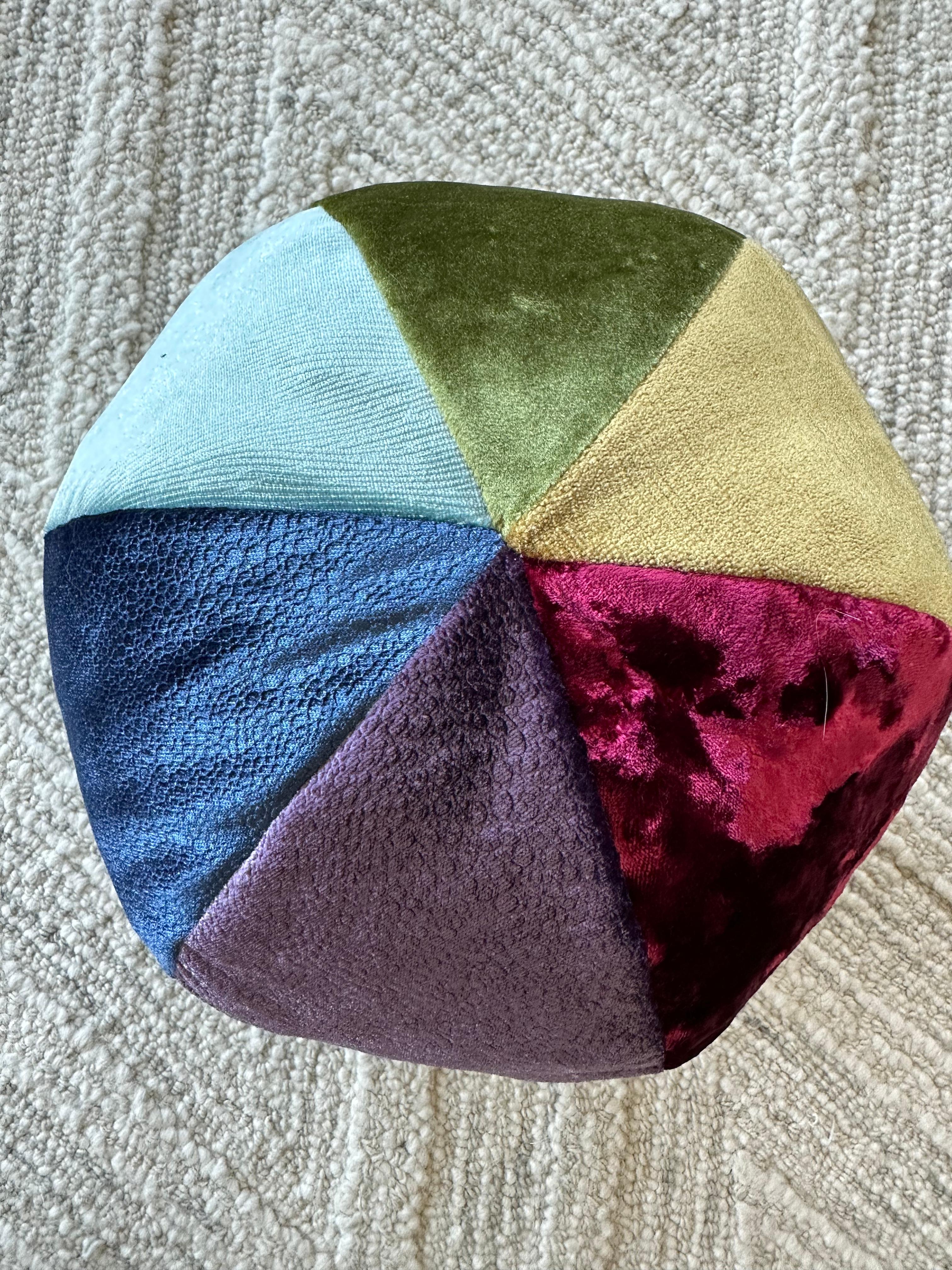 Modern Pillow Ball in textured multicolored velvets - PRISM- by Mar de Doce For Sale