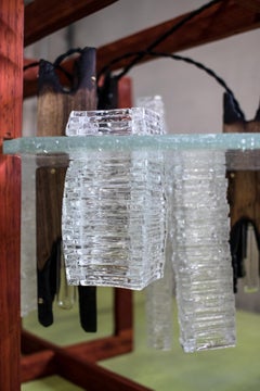 Handgefertigter Thule-Kronleuchter aus Murano-Glas und gebranntem Holz von Hillsideout