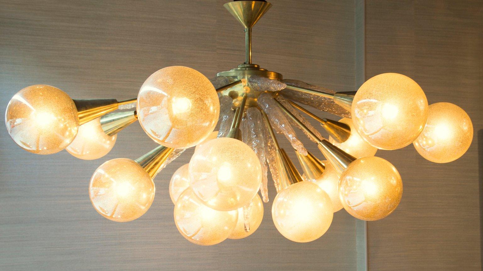 Mid-Century Modern Handcrafted Murano Glass Half Sputnik Chandelier