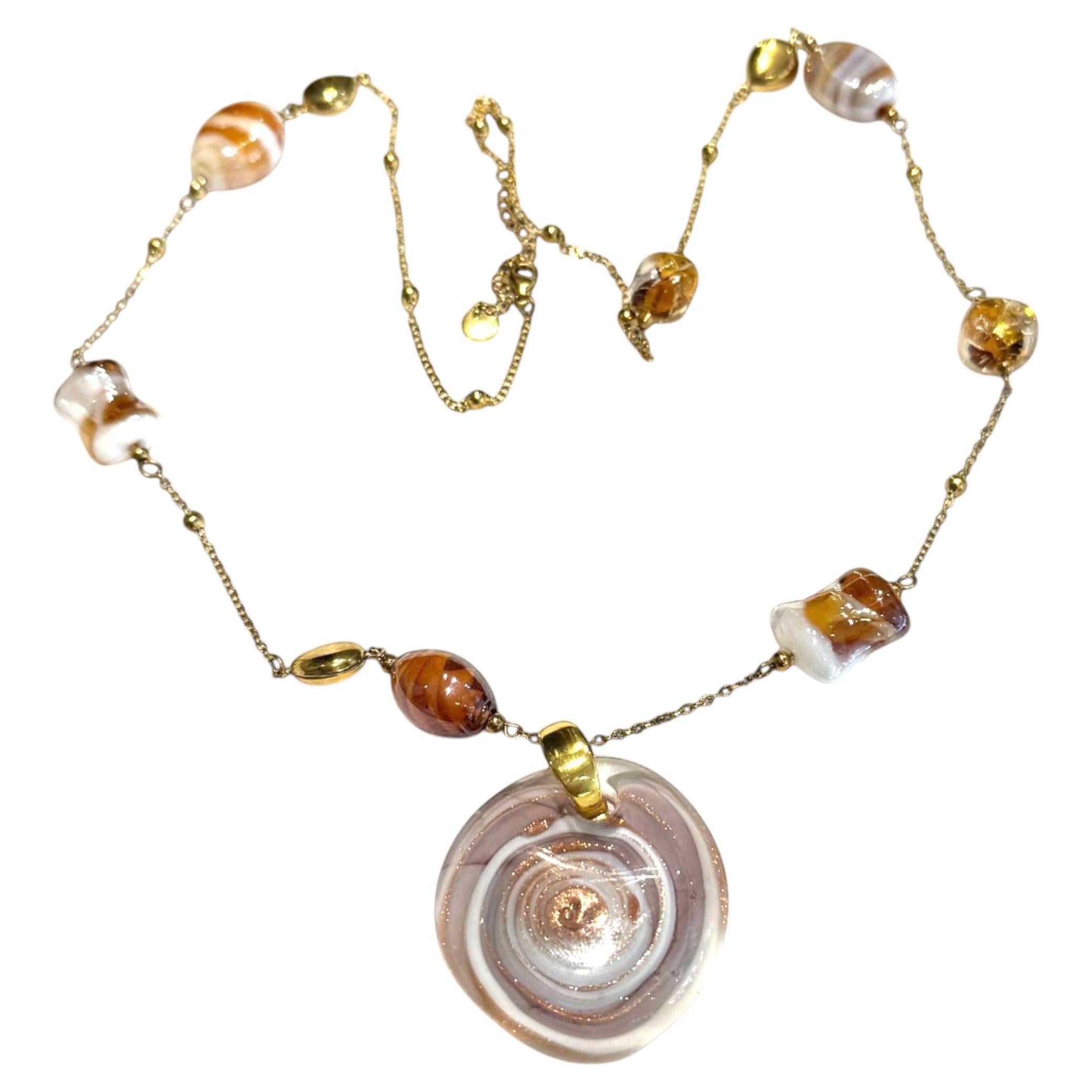Handcrafted Murano Glass Pendant Necklace, 21th Century