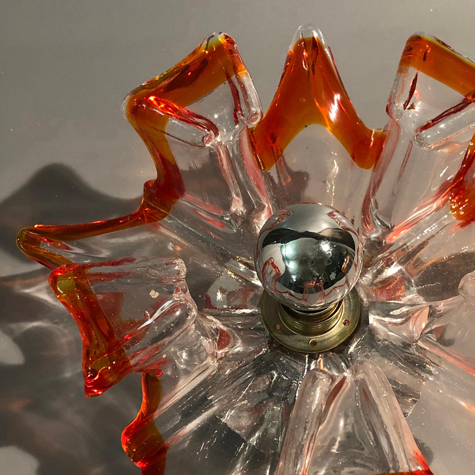 Handcrafted Murano Glass Sconces or Flushmount by Effetre, Italy, 1960s For Sale 4