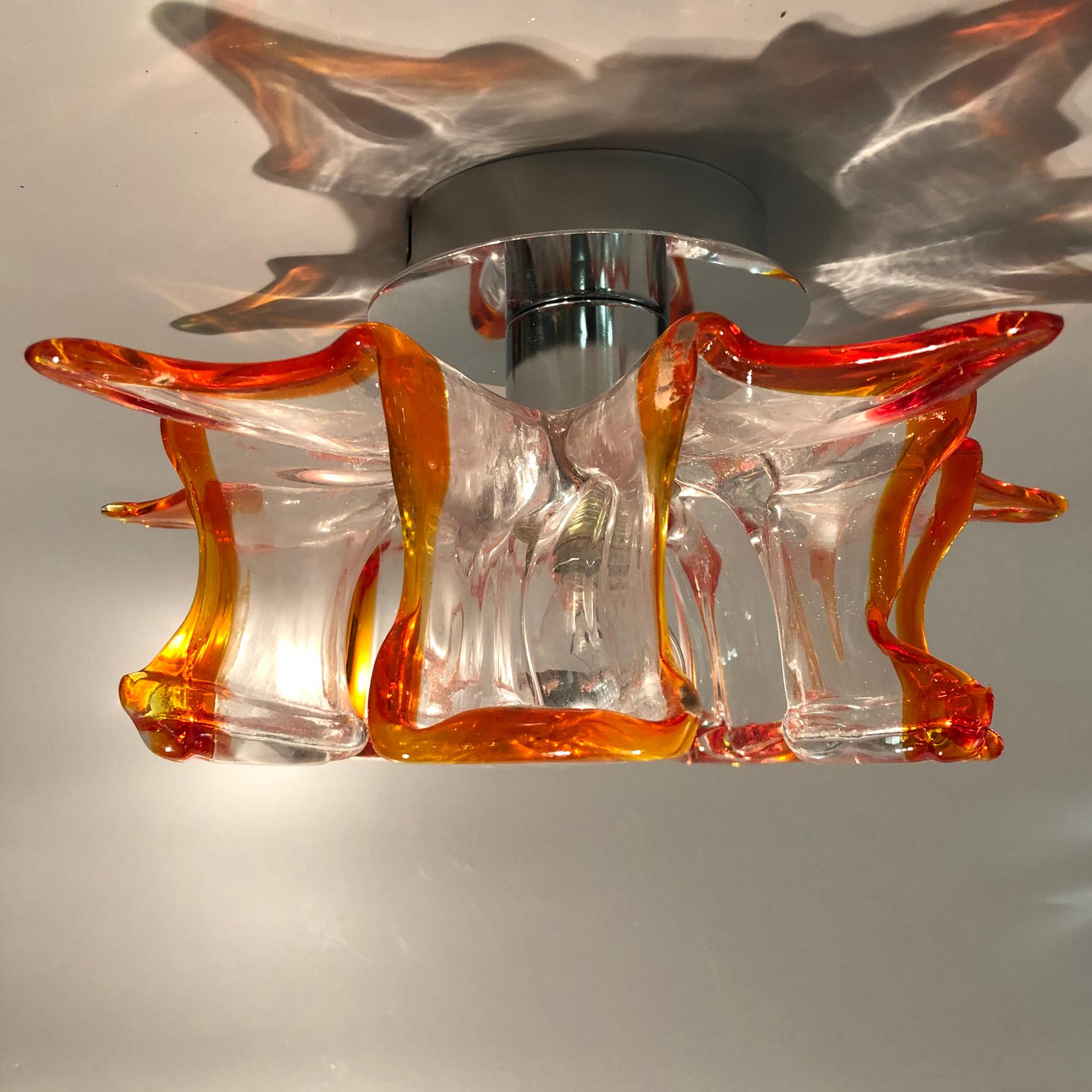 Italian Handcrafted Murano Glass Sconces or Flushmount by Effetre, Italy, 1960s For Sale