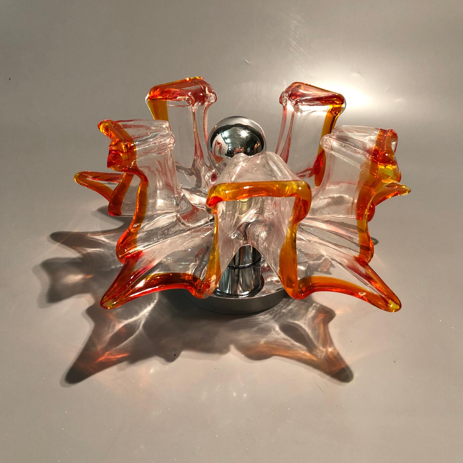 Handcrafted Murano Glass Sconces or Flushmount by Effetre, Italy, 1960s In Excellent Condition For Sale In BUDAPEST, HU