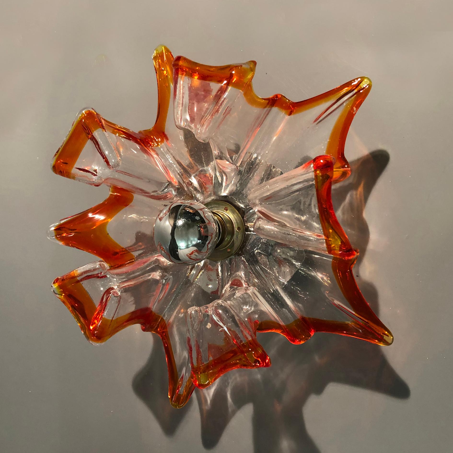 Handcrafted Murano Glass Sconces or Flushmount by Effetre, Italy, 1960s For Sale 1