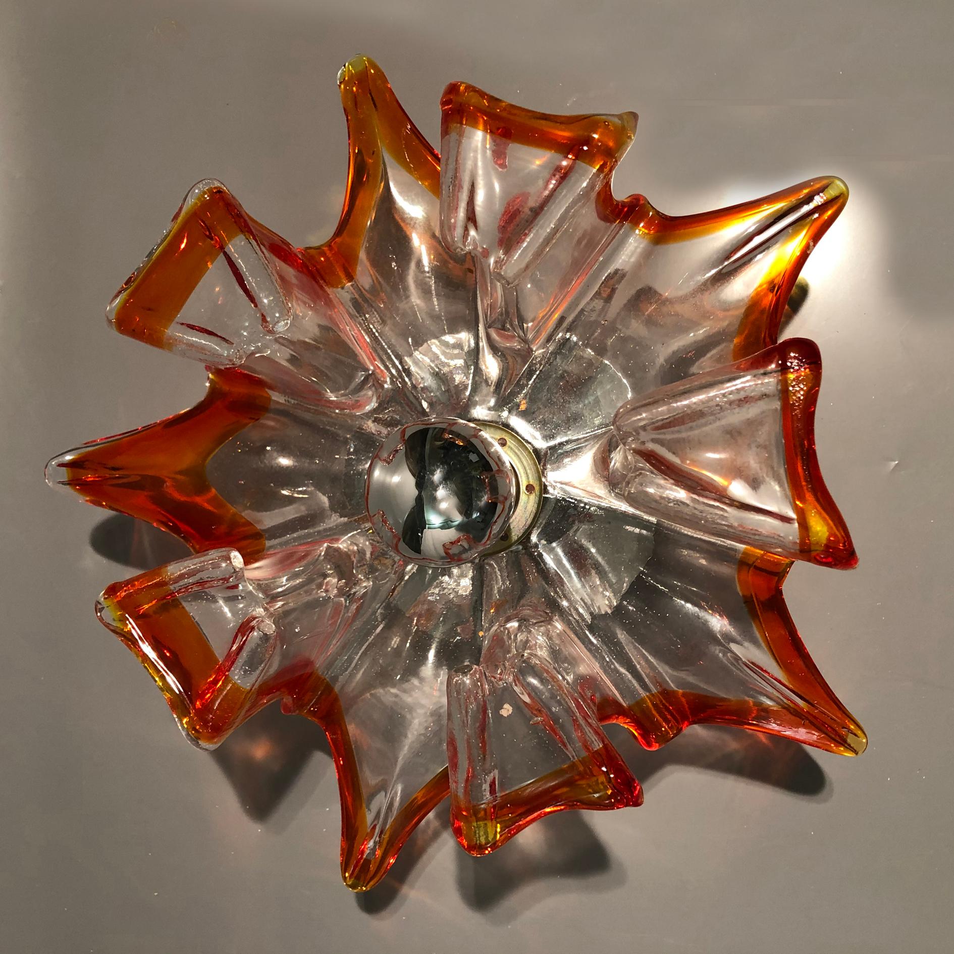 Handcrafted Murano Glass Sconces or Flushmount by Effetre, Italy, 1960s For Sale 2