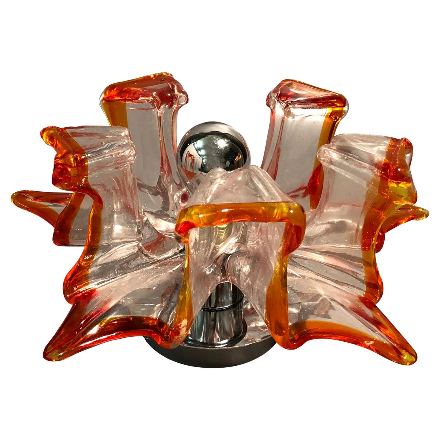 Handcrafted Murano Glass Sconces or Flushmount by Effetre, Italy, 1960s For Sale