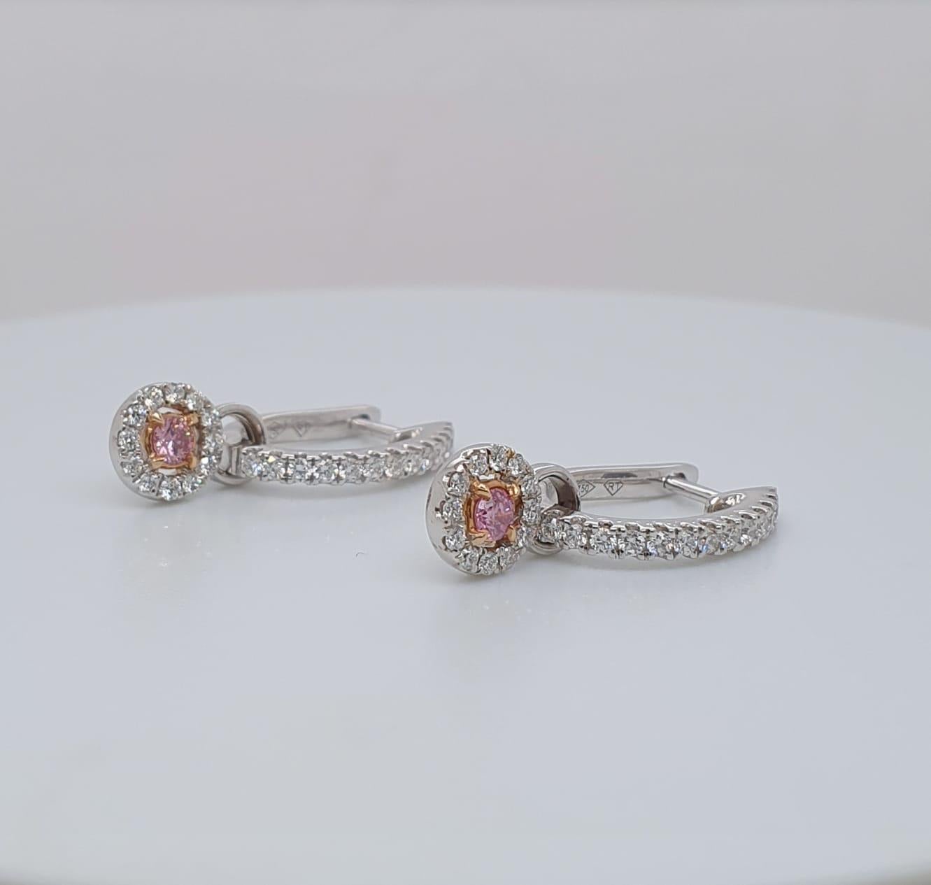 argyle pink and white diamond earrings