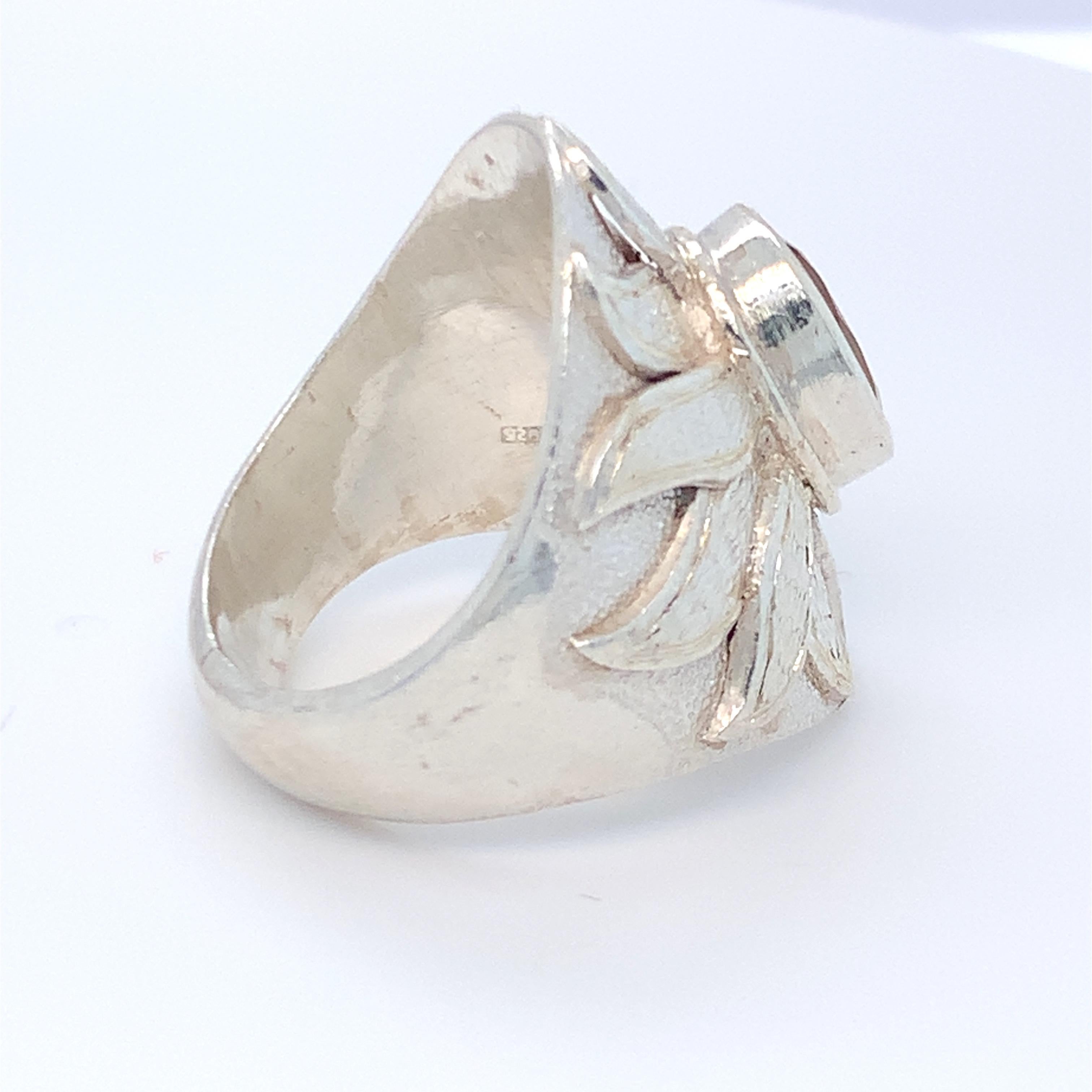 Handcrafted Natural Citrine One of a Kind Sterling Silver Cocktail Ring For Sale 5