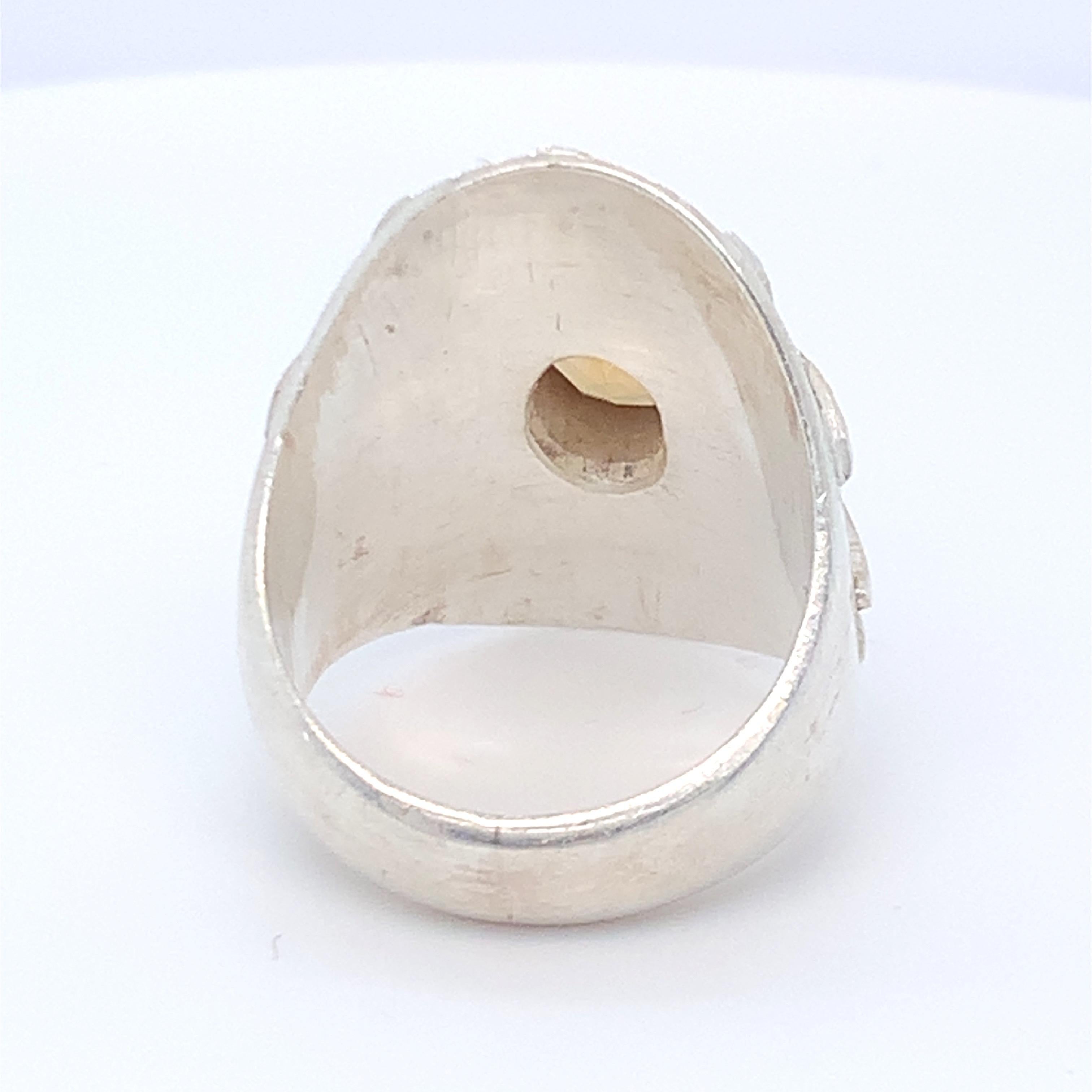 Women's Handcrafted Natural Citrine One of a Kind Sterling Silver Cocktail Ring For Sale