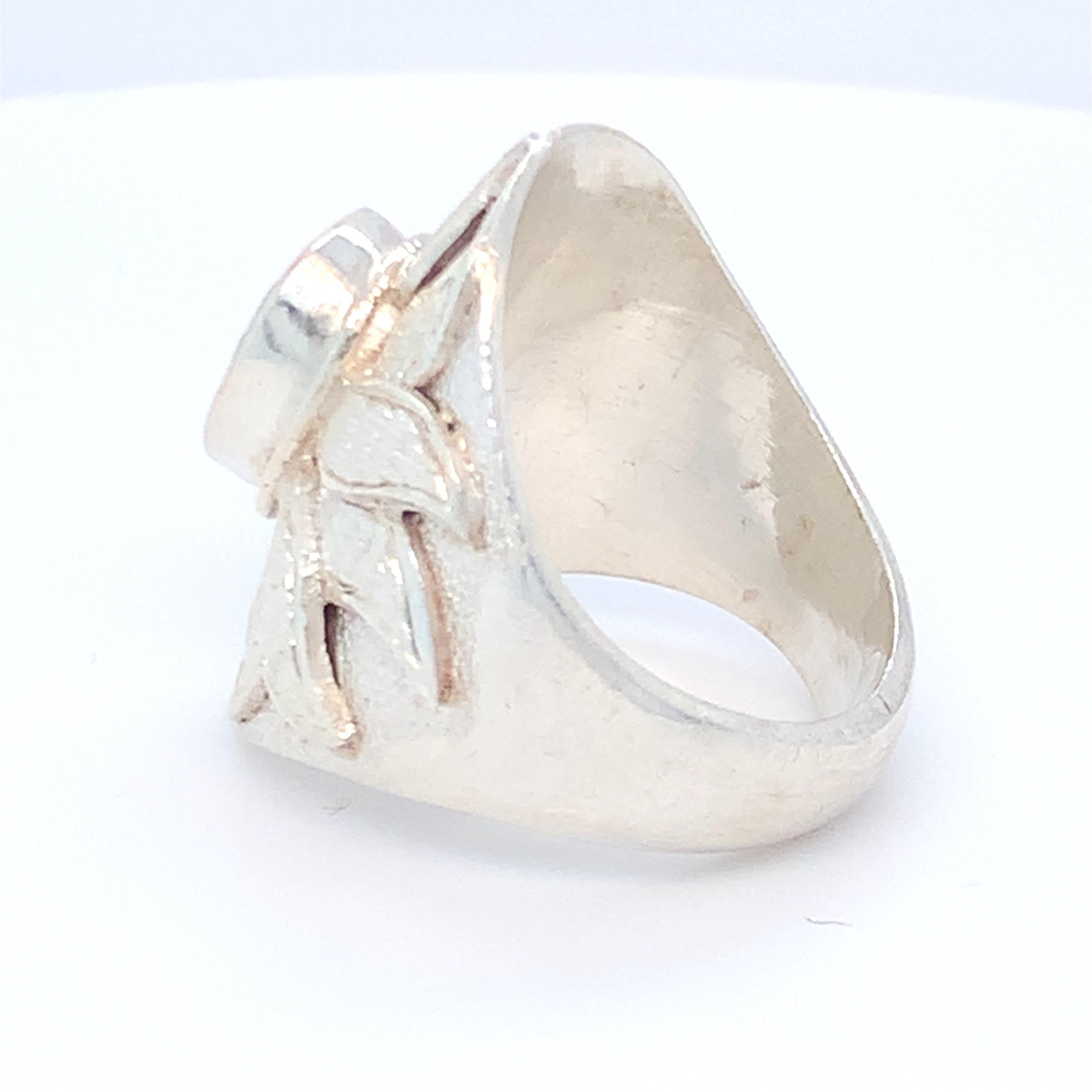 Handcrafted Natural Citrine One of a Kind Sterling Silver Cocktail Ring For Sale 3