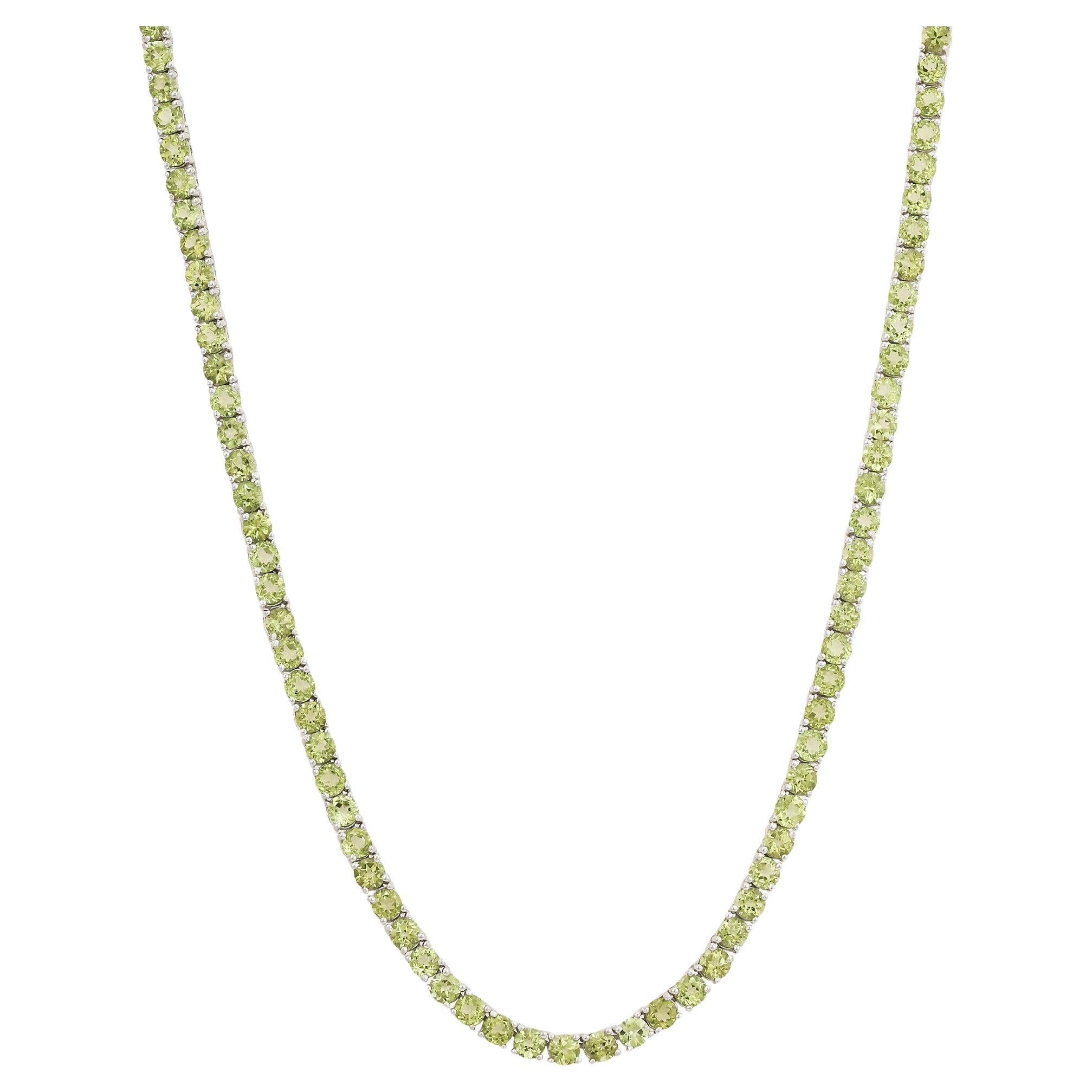 Collar artesanal de tenis de peridoto verde natural en plata 925 Joyas para ella en venta